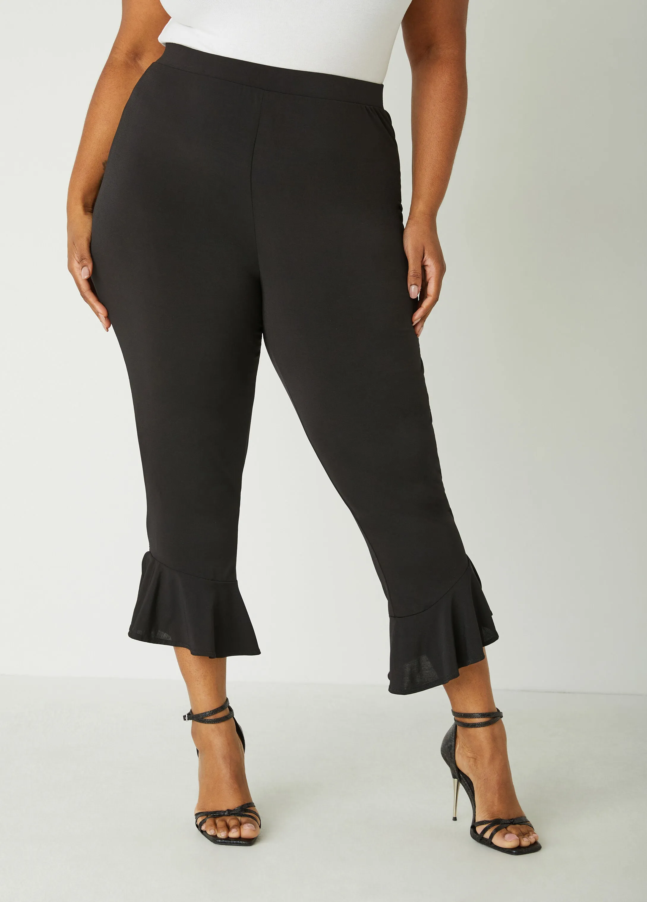Ruffle Trimmed High Waist Leggings sold by Ashley Stewart
