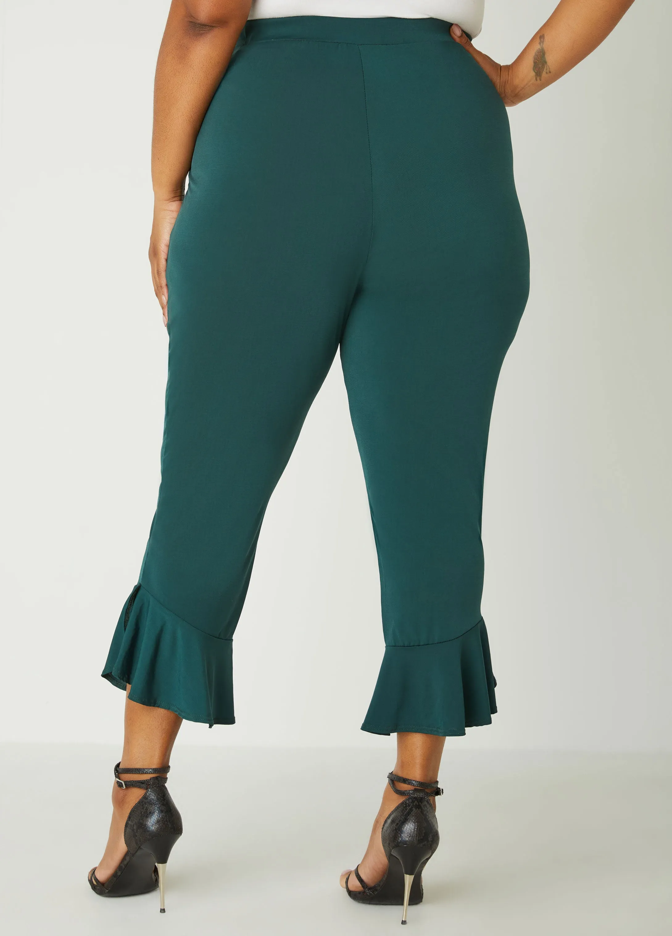 Ruffle Trimmed High Waist Leggings sold by Ashley Stewart product image thumbnail 5