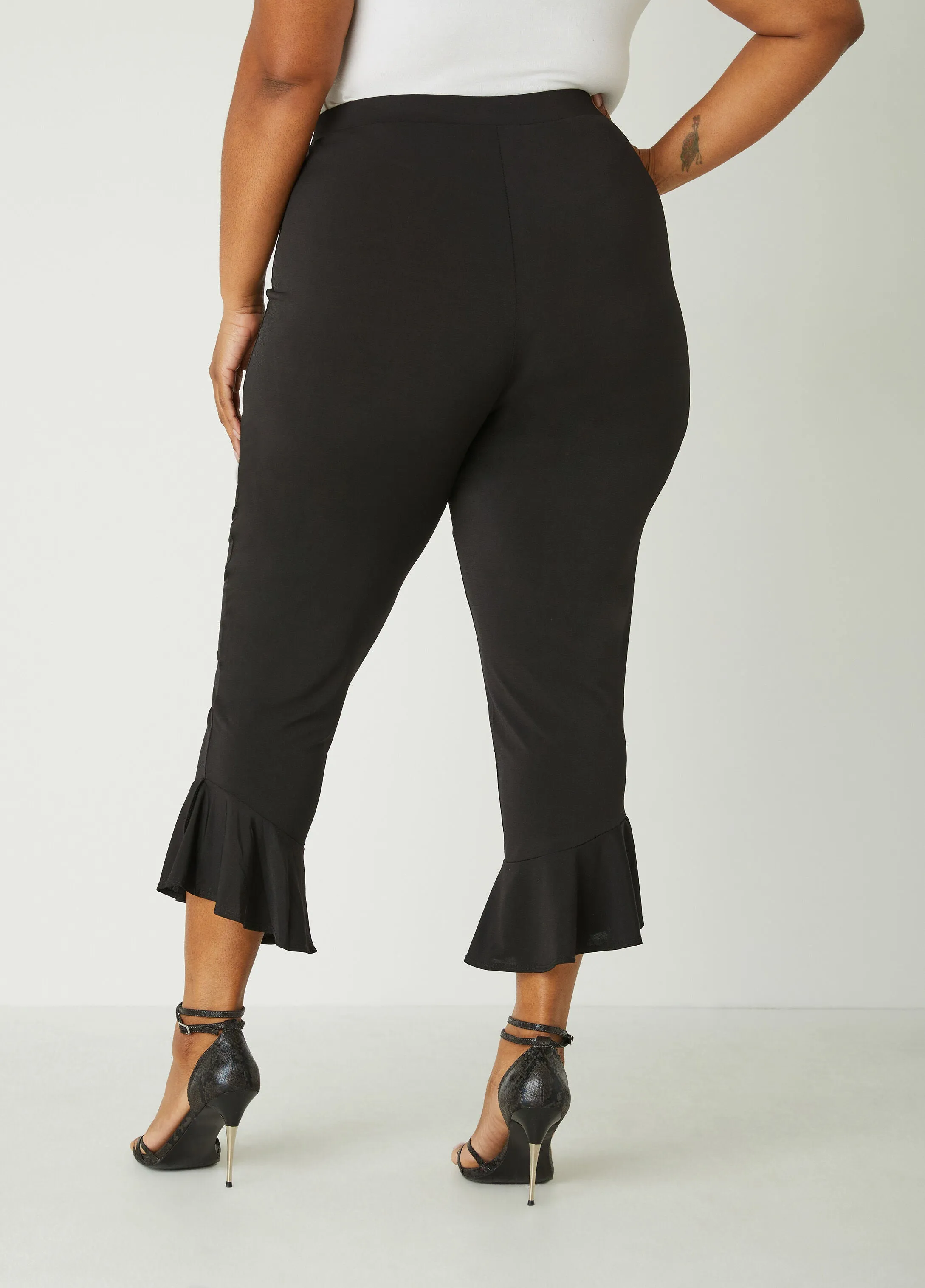 Ruffle Trimmed High Waist Leggings sold by Ashley Stewart product image thumbnail 2