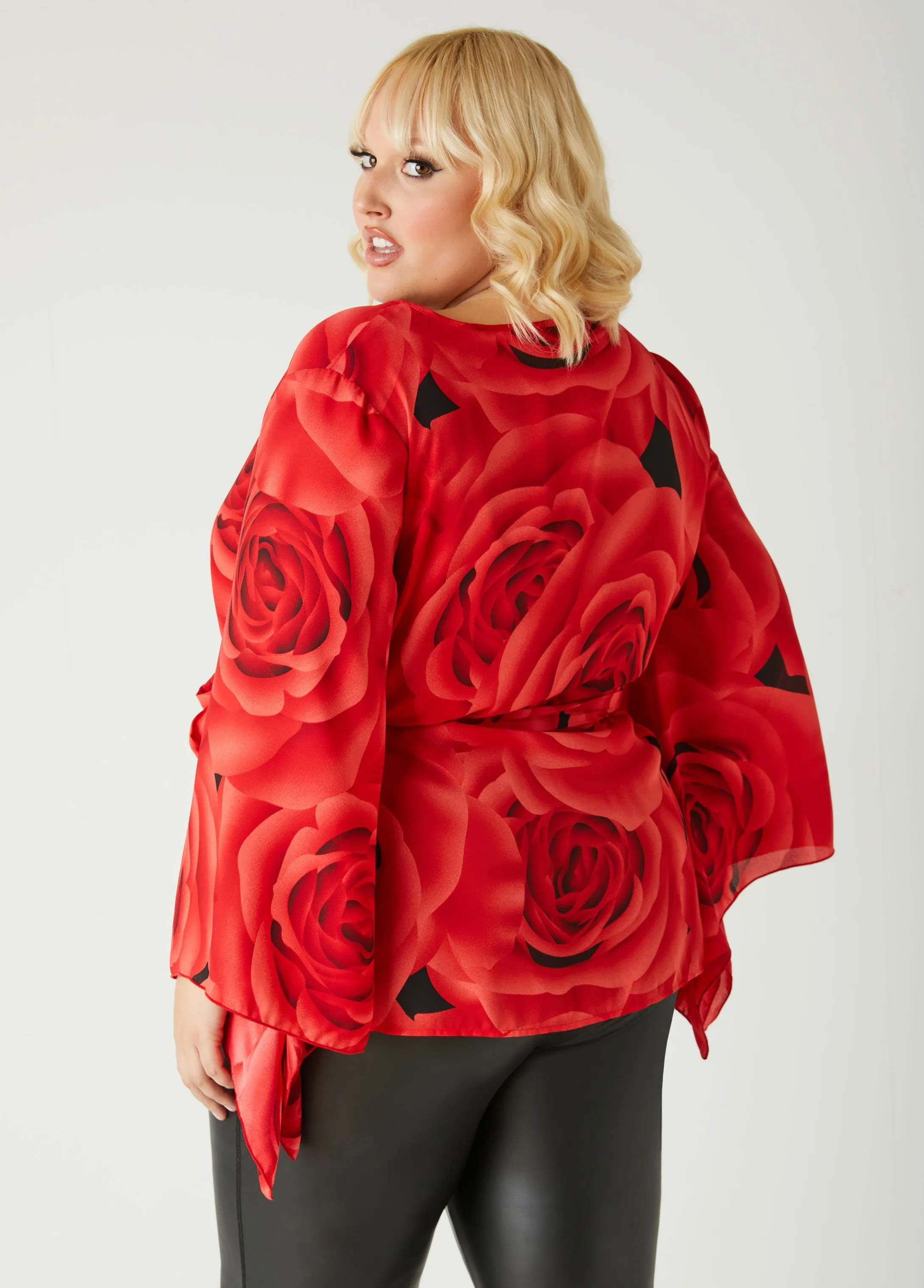 Rose Print Wrap Blouse sold by Ashley Stewart product image thumbnail 2