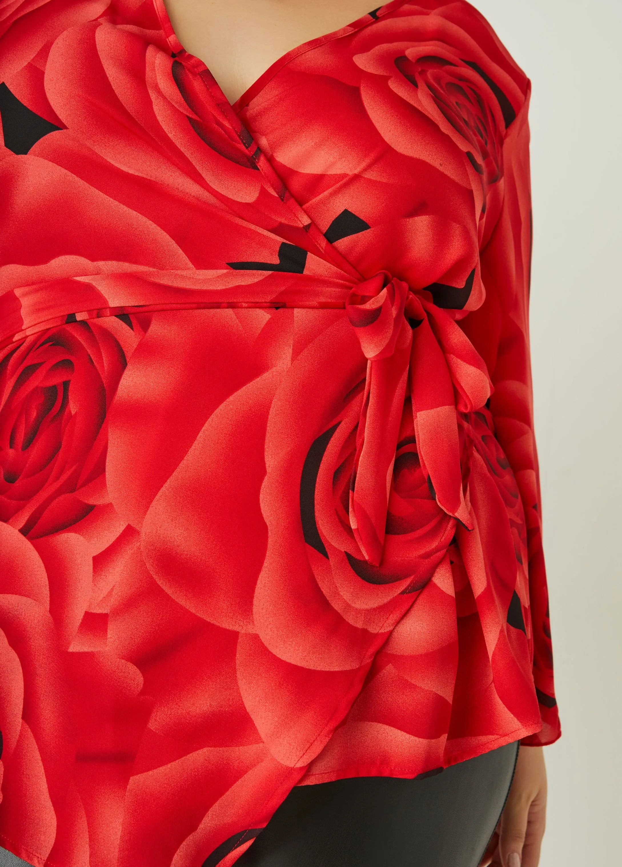 Rose Print Wrap Blouse sold by Ashley Stewart product image thumbnail 3