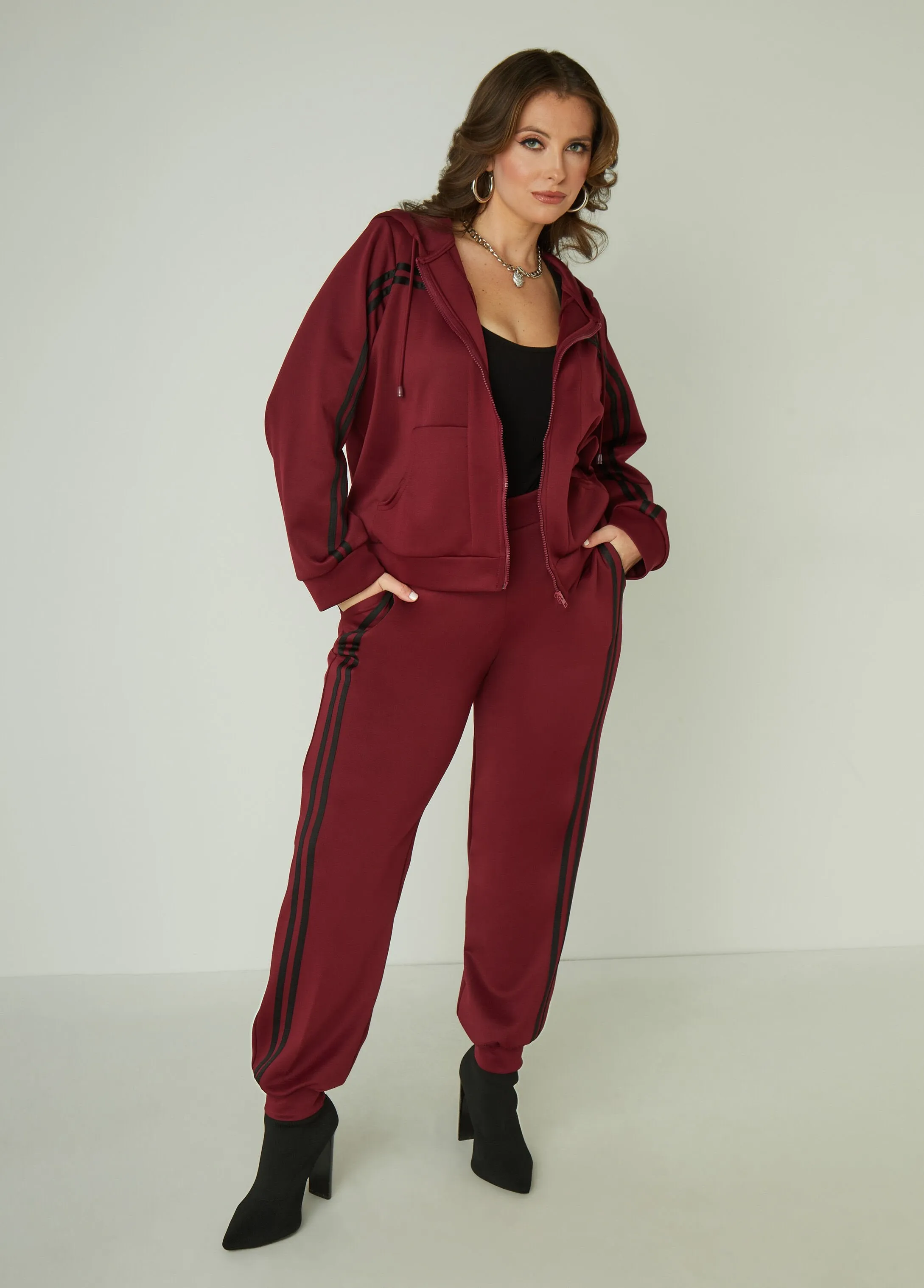 High Rise Striped Joggers sold by Ashley Stewart product image thumbnail 5