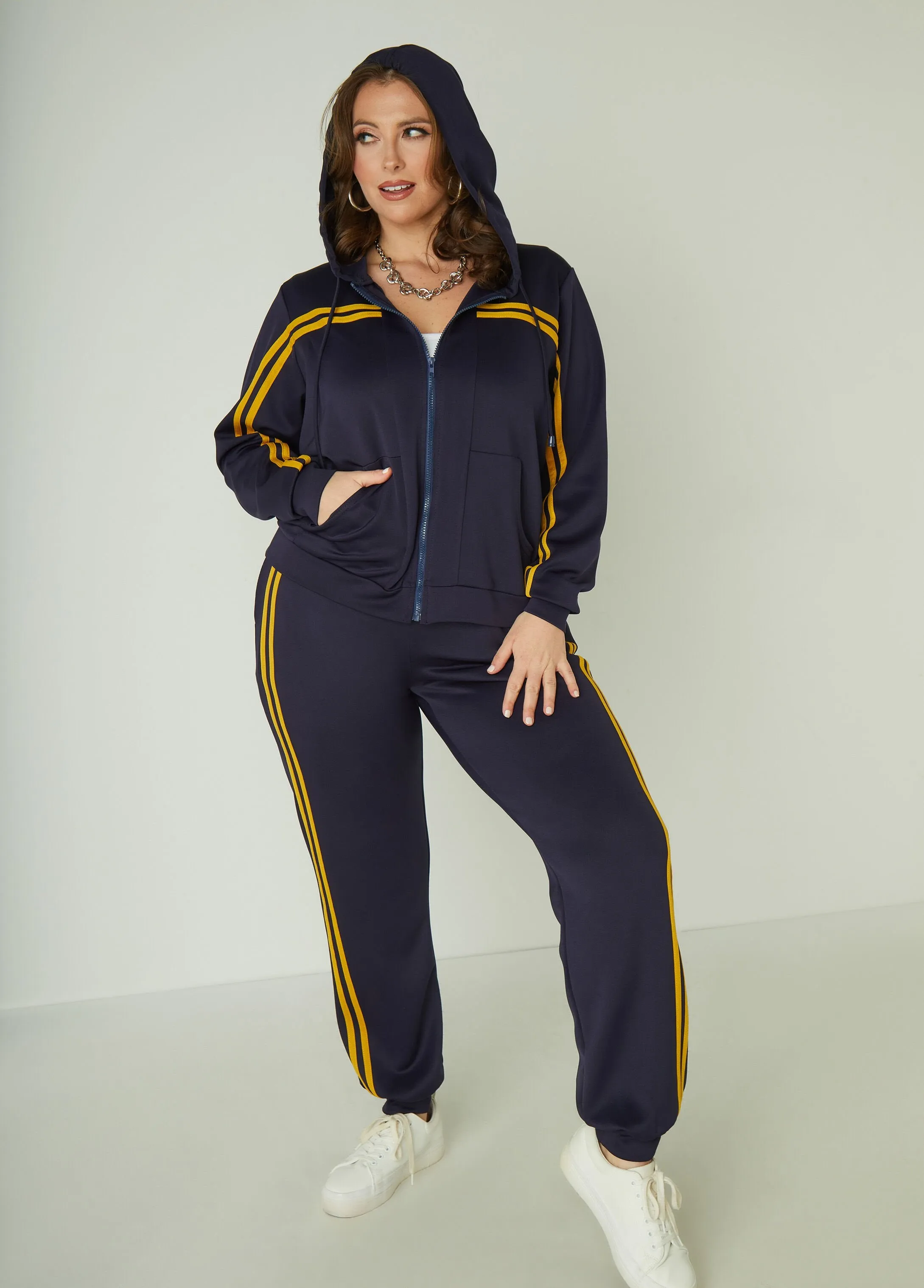 High Rise Striped Joggers sold by Ashley Stewart