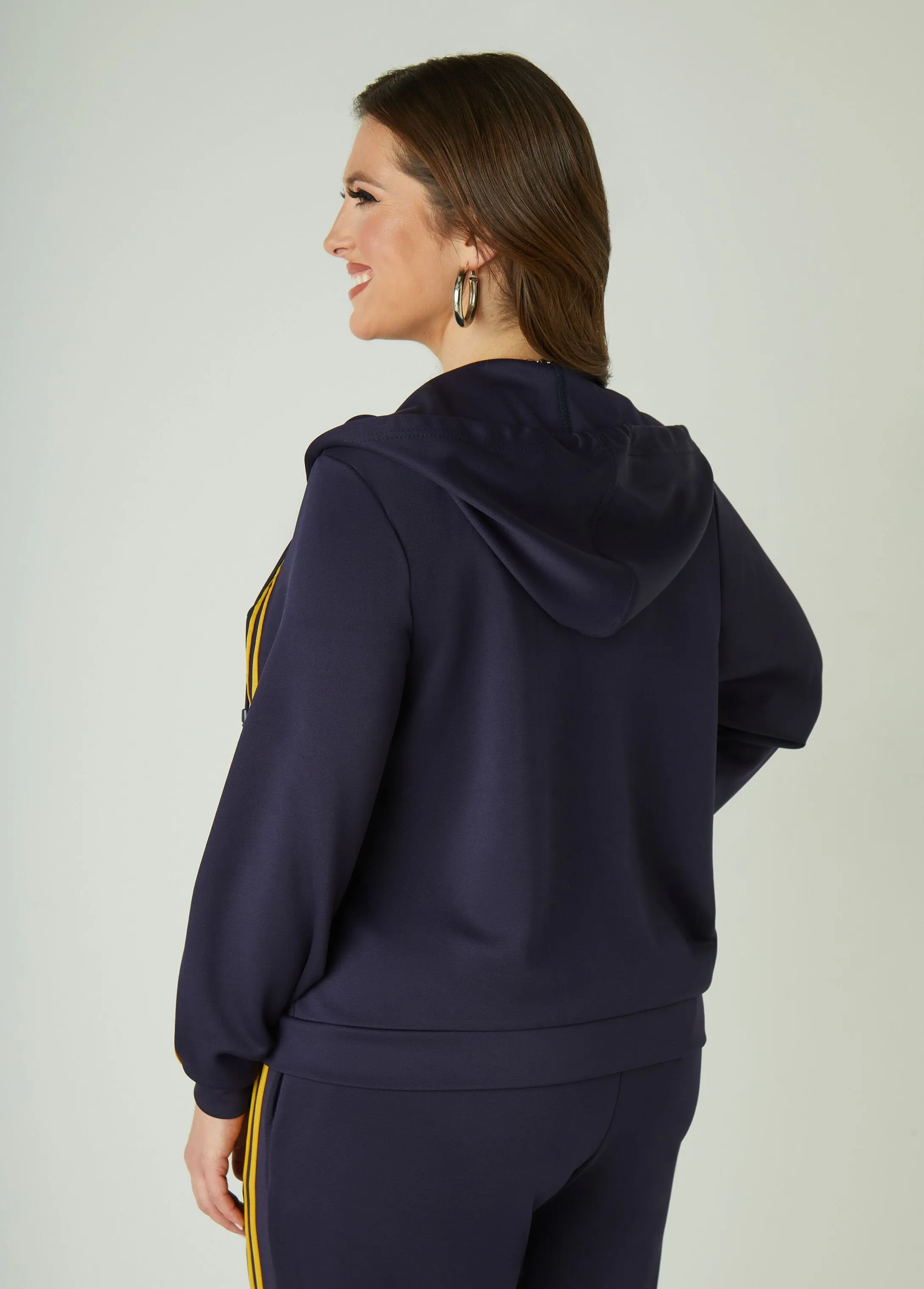 Hooded Striped Track Jacket sold by Ashley Stewart product image thumbnail 2