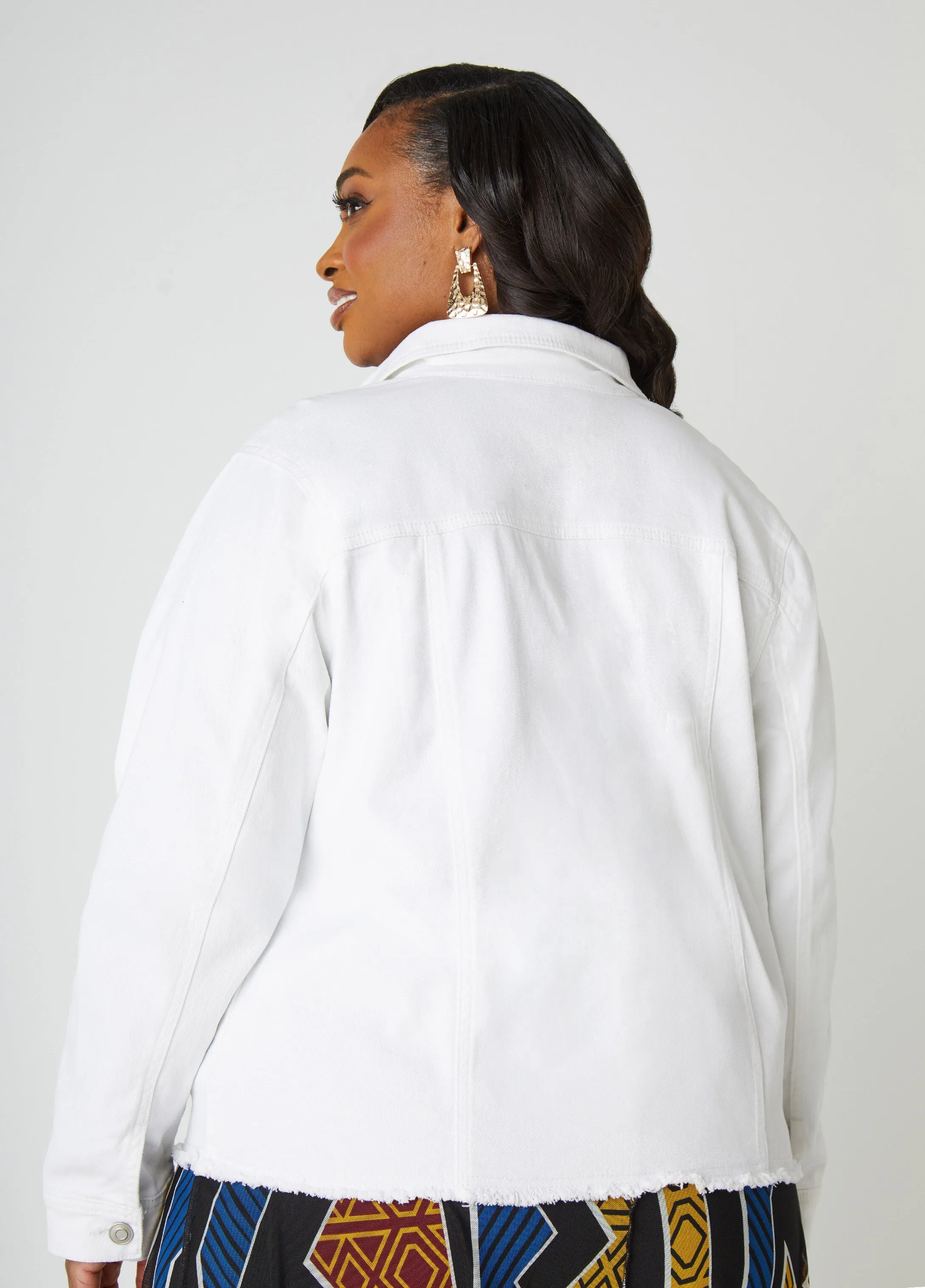 Frayed Denim Jacket sold by Ashley Stewart product image thumbnail 5