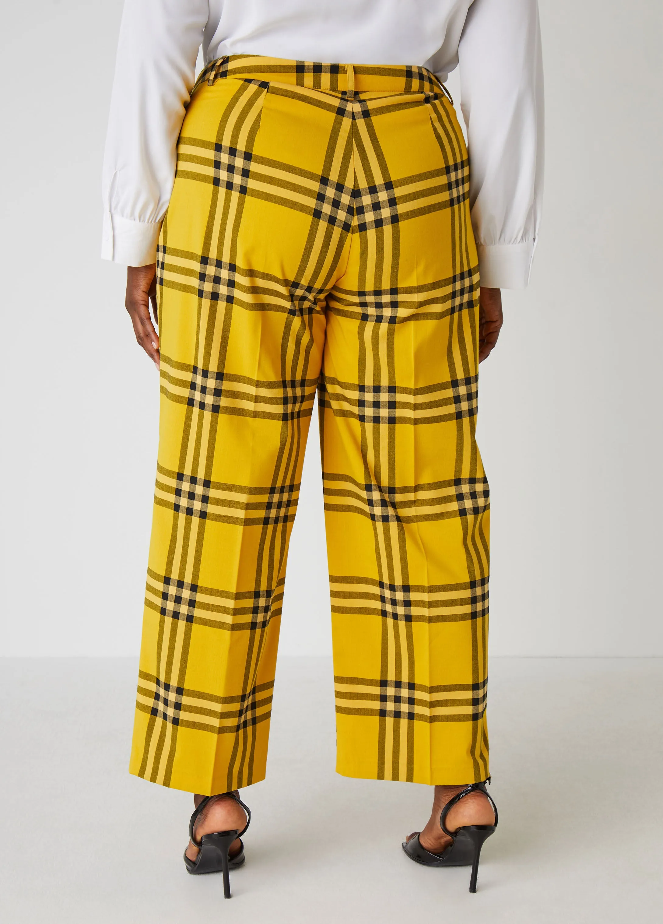 Plaid High Rise Twill Trousers sold by Ashley Stewart product image thumbnail 2