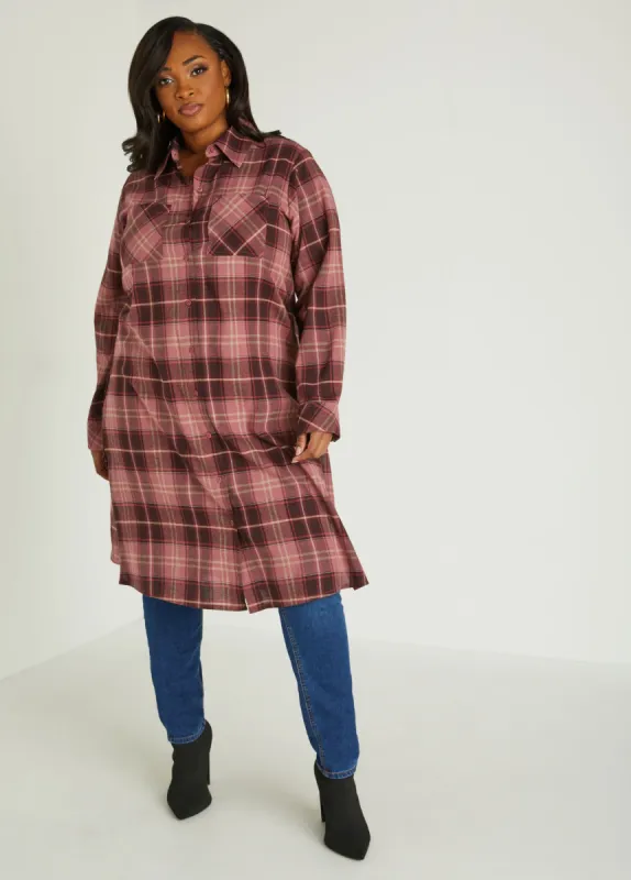 Plaid Duster Shirt sold by Ashley Stewart