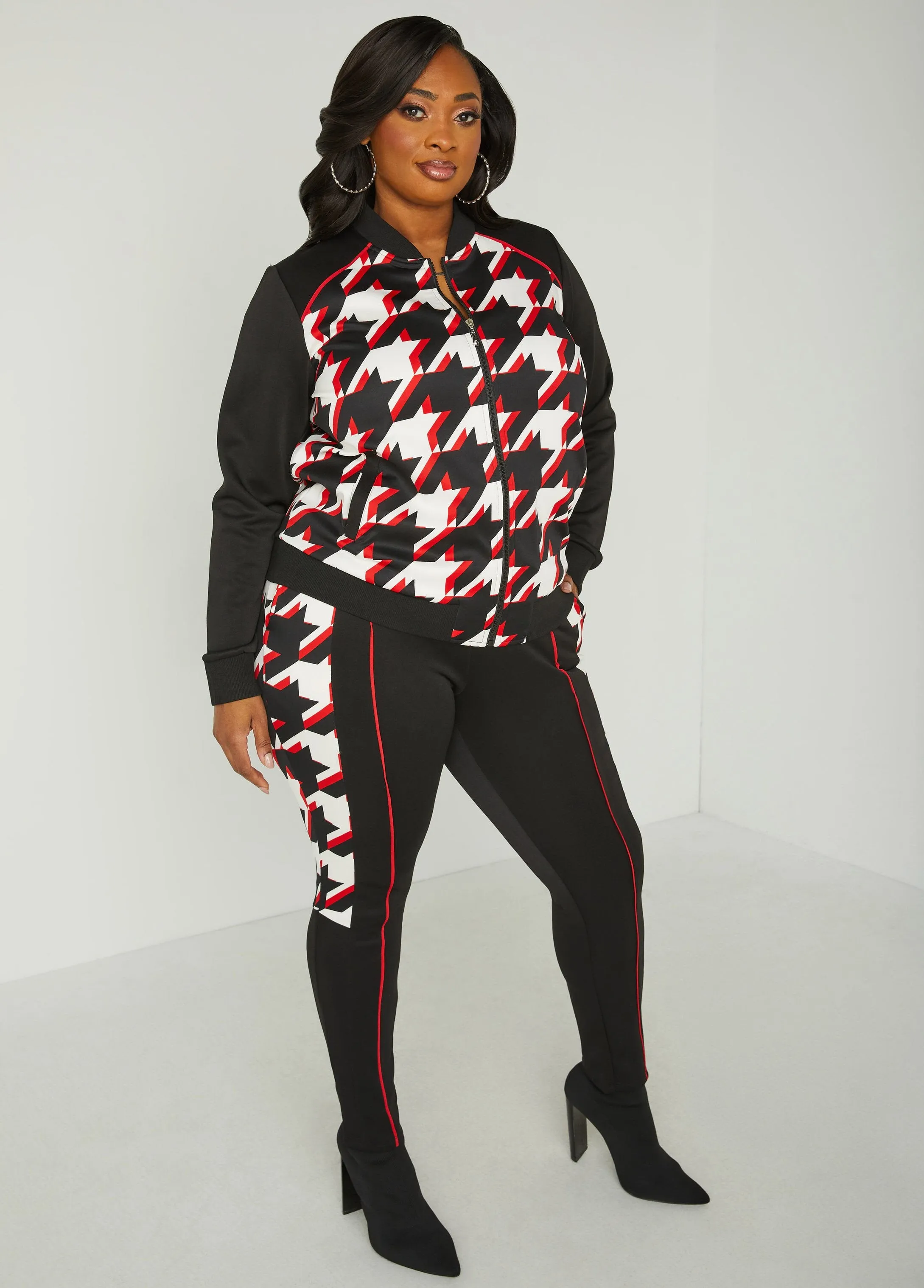 Houndstooth Track Jacket sold by Ashley Stewart product image thumbnail 4