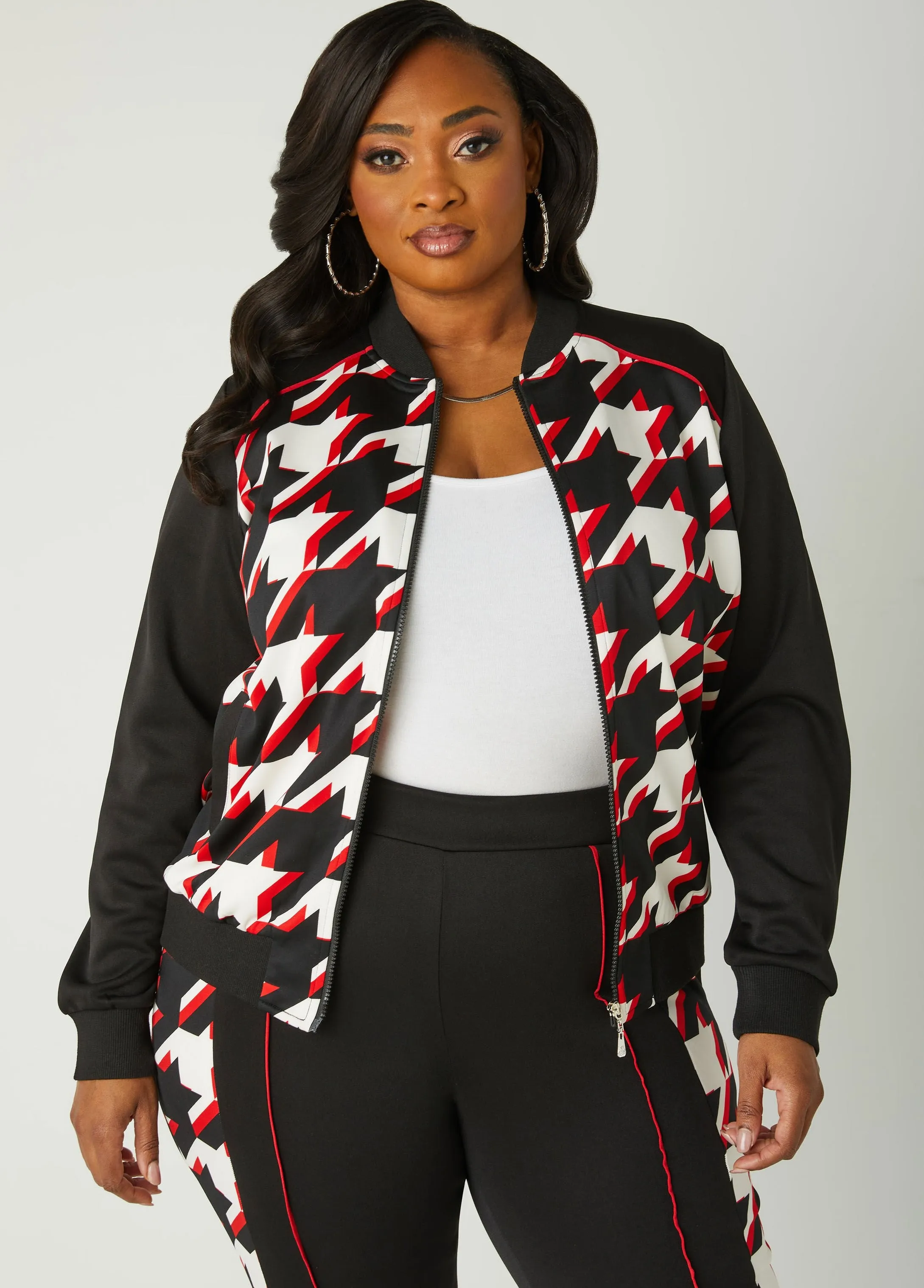 Houndstooth Track Jacket sold by Ashley Stewart