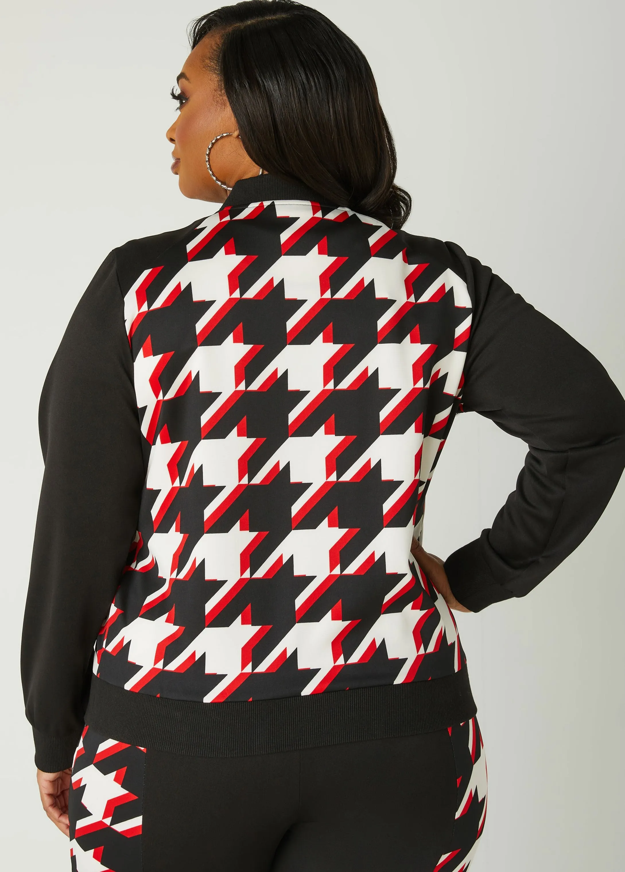 Houndstooth Track Jacket sold by Ashley Stewart product image thumbnail 2