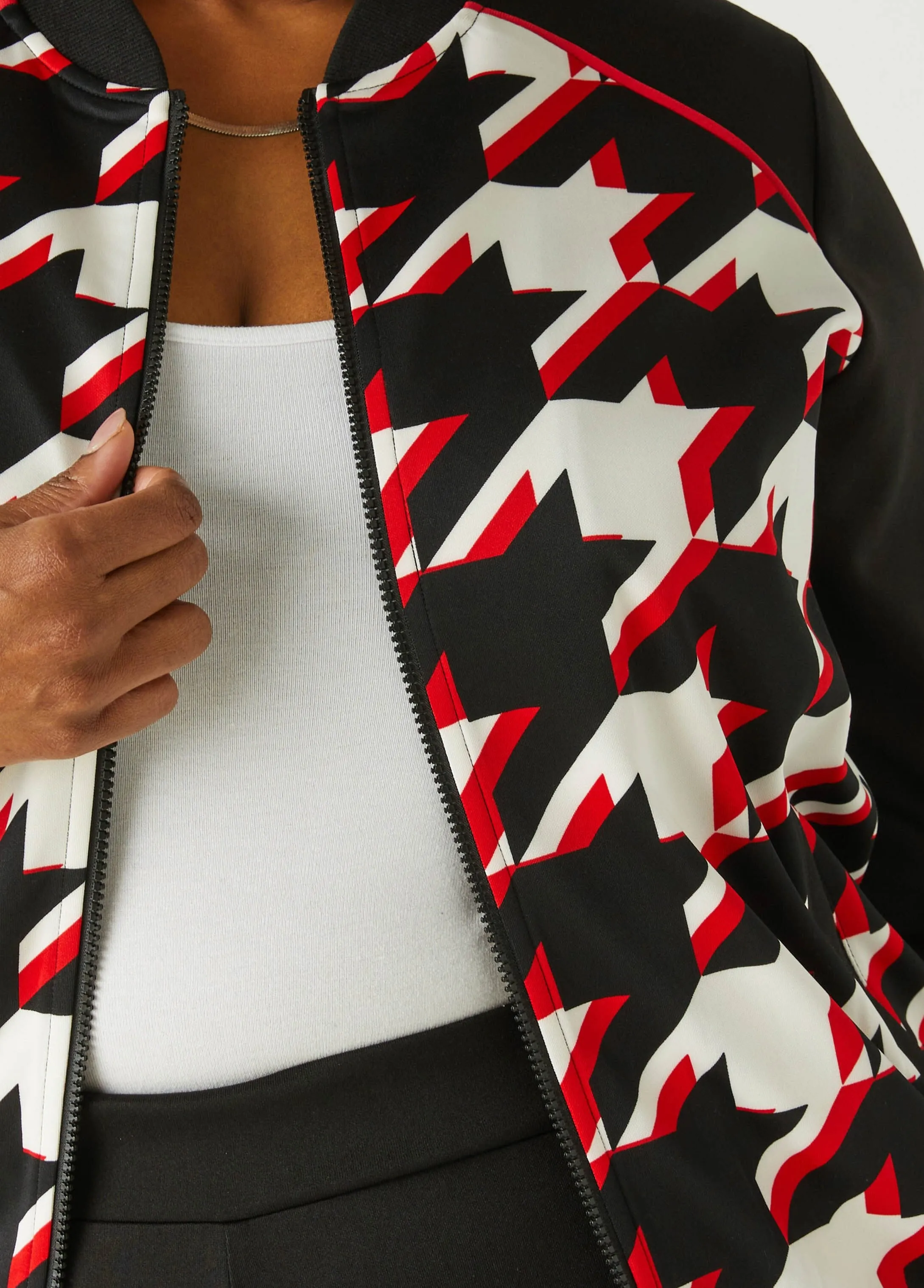 Houndstooth Track Jacket sold by Ashley Stewart product image thumbnail 3