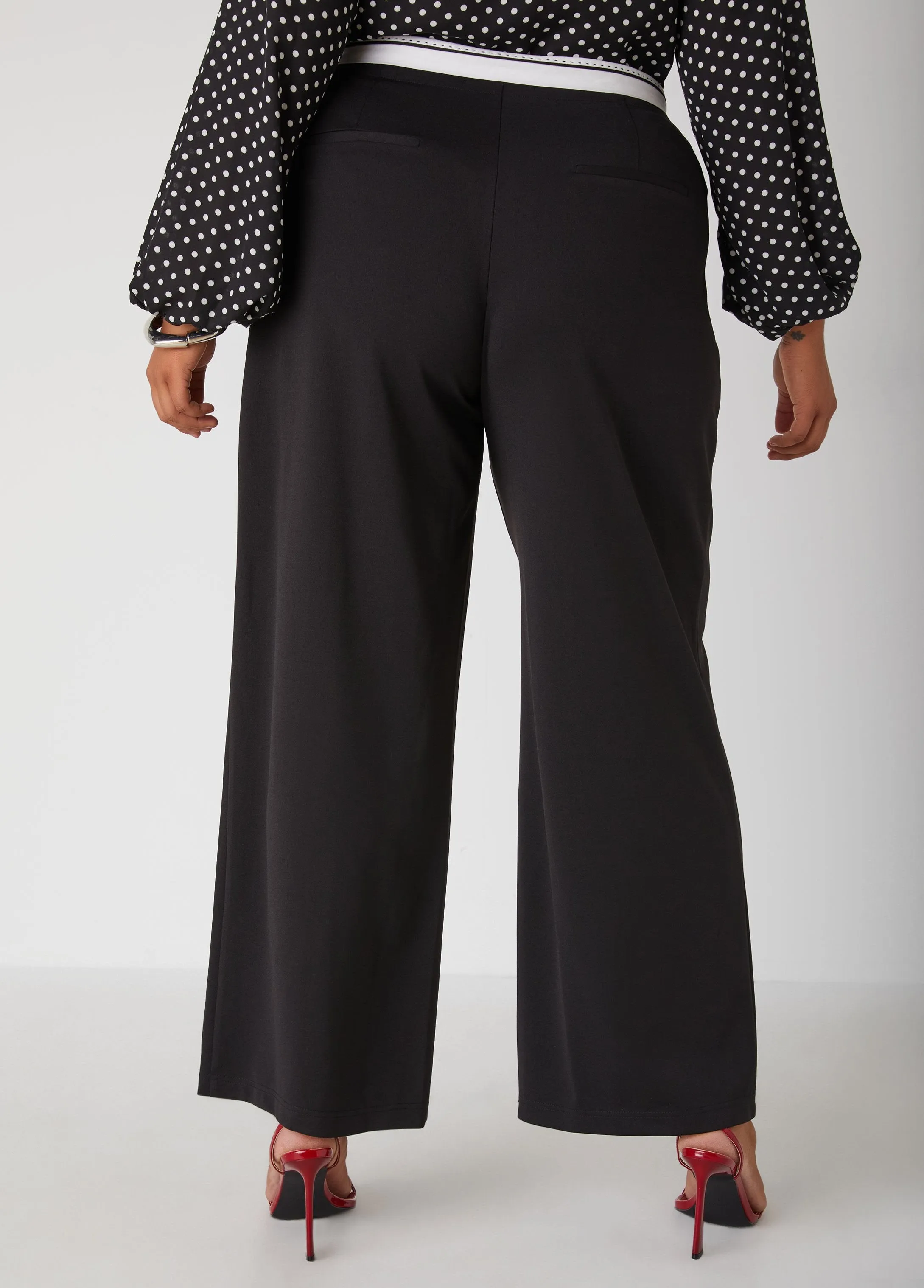 Poplin Trimmed Wide Leg Pants sold by Ashley Stewart product image thumbnail 2
