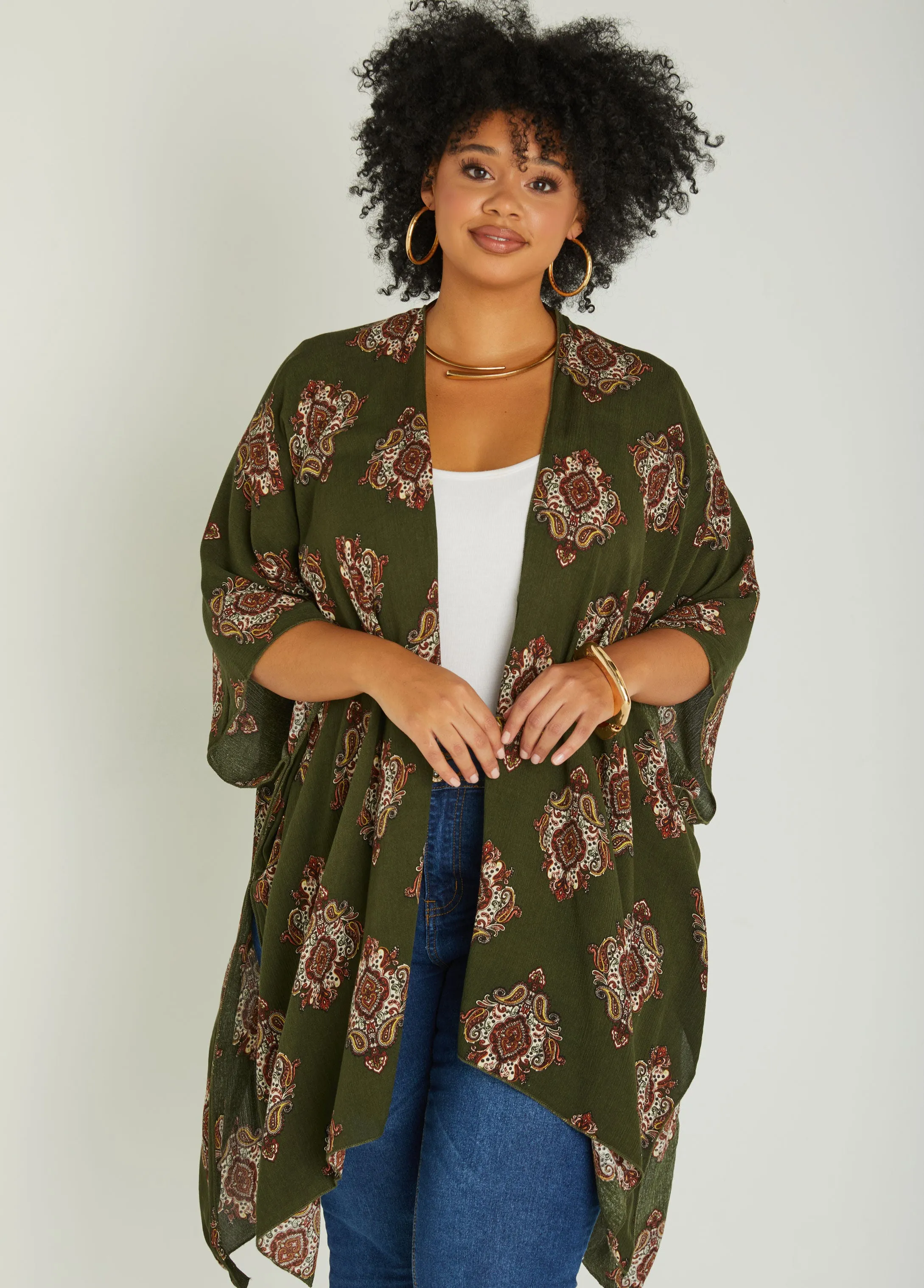 Paisley Print Kimono sold by Ashley Stewart product image thumbnail 4