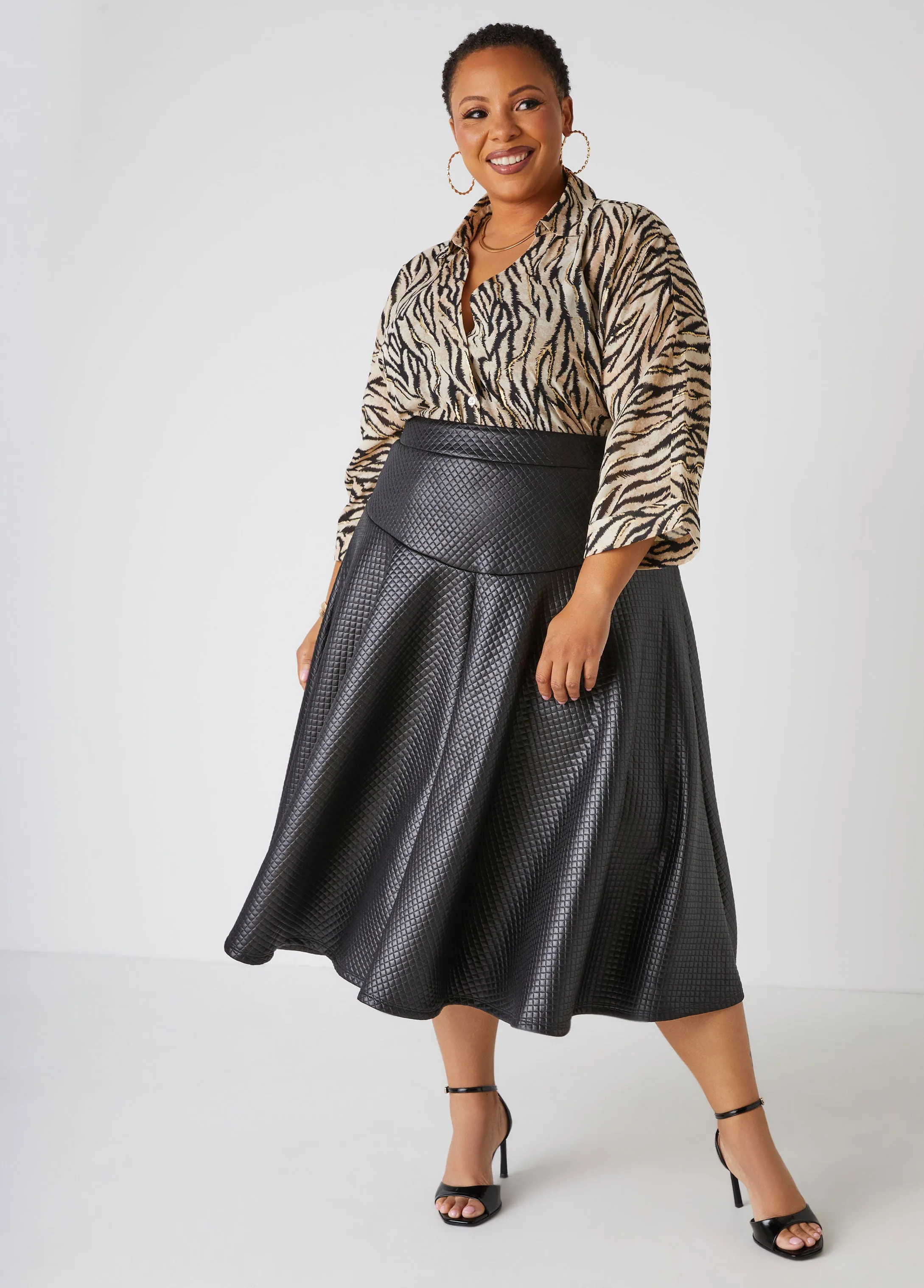 Metallic Trimmed Zebra Shirt sold by Ashley Stewart product image thumbnail 3