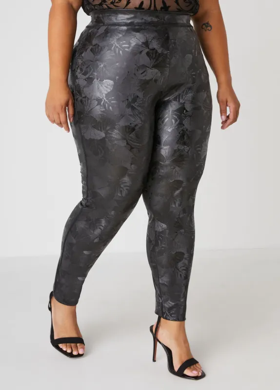 Floral Liquid Leggings sold by Ashley Stewart