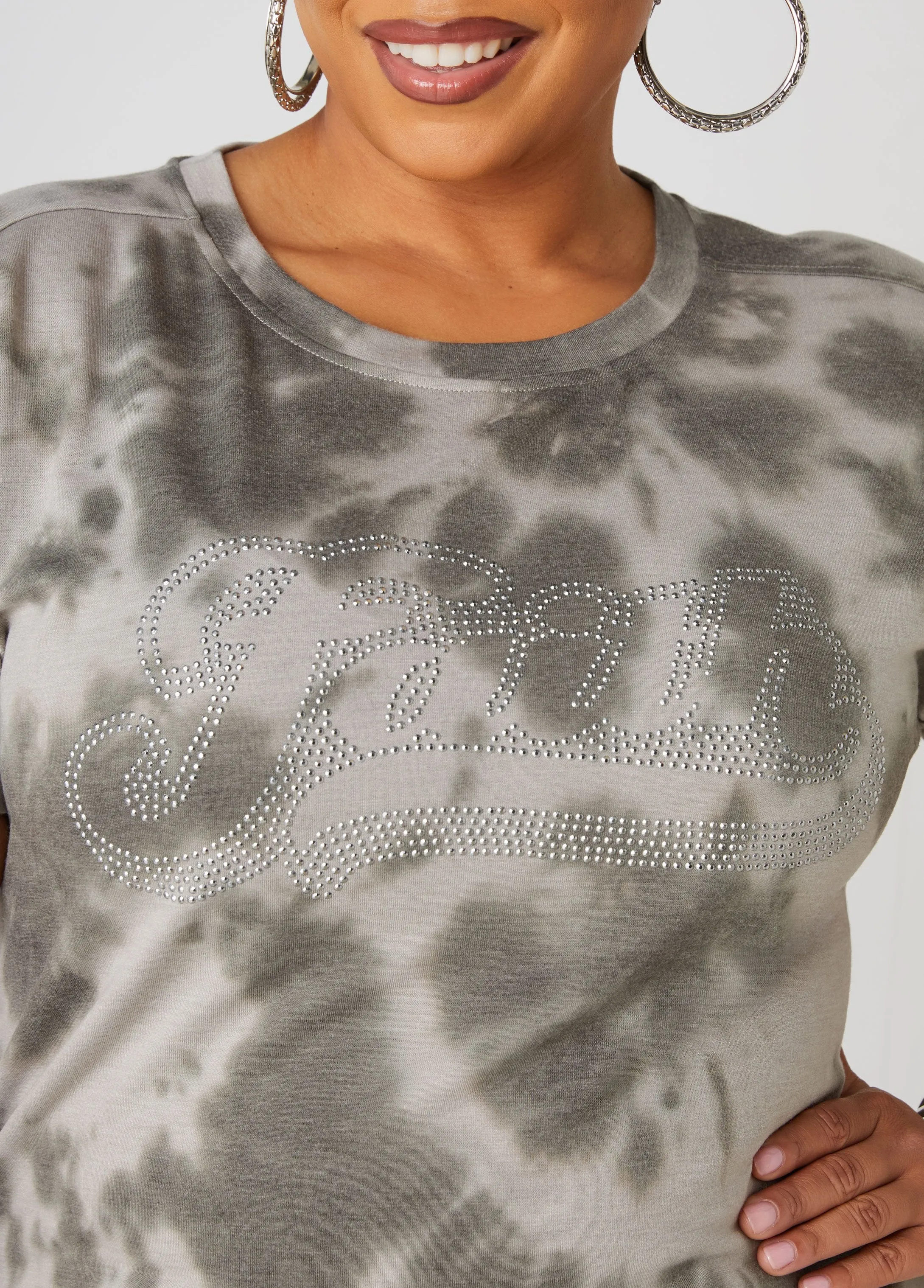 Faith Crystal Tie Dyed Tee sold by Ashley Stewart product image thumbnail 4