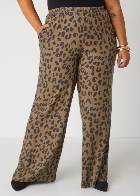 Animal Print Wide Leg Pants made by Ashley Stewart