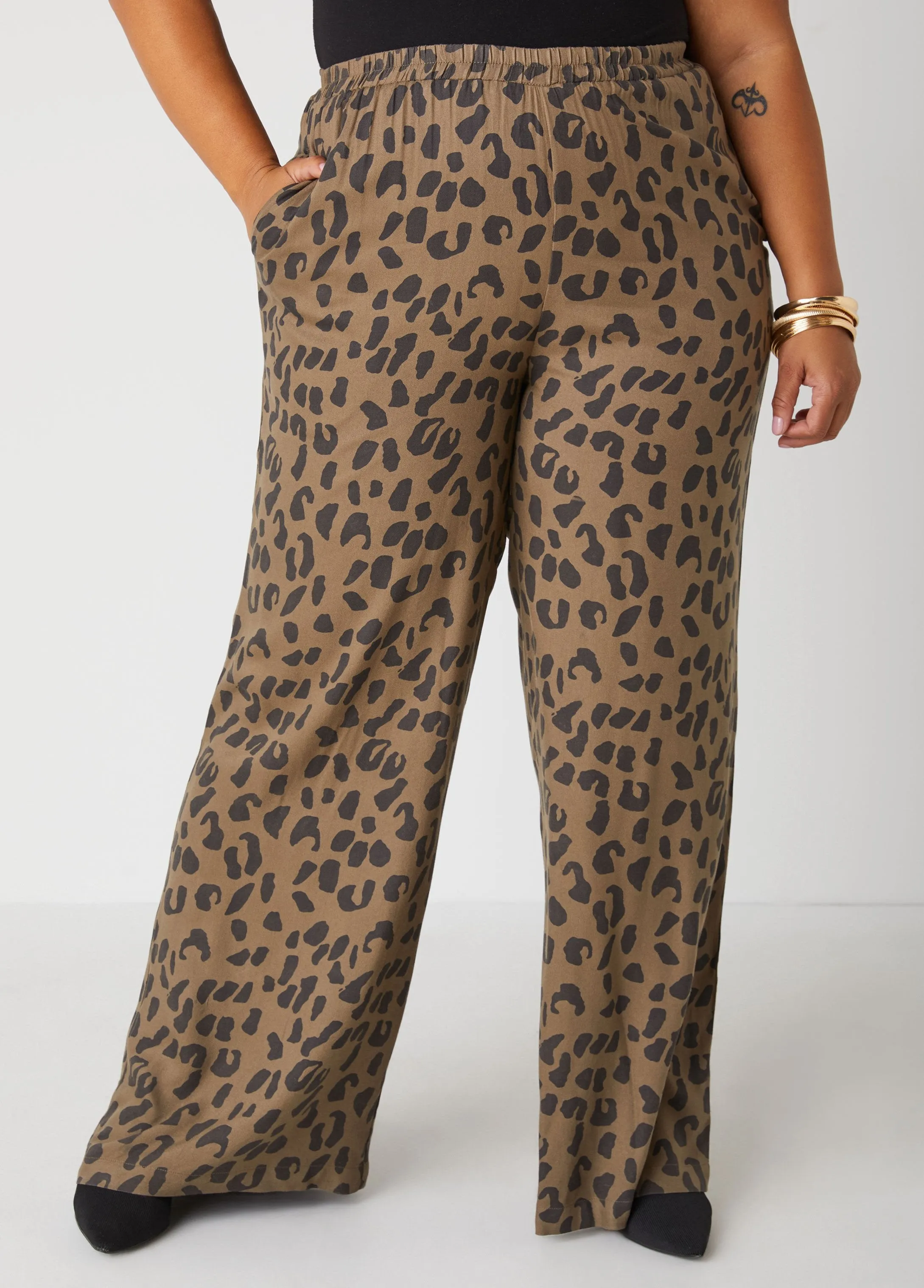 Animal Print Wide Leg Pants sold by Ashley Stewart