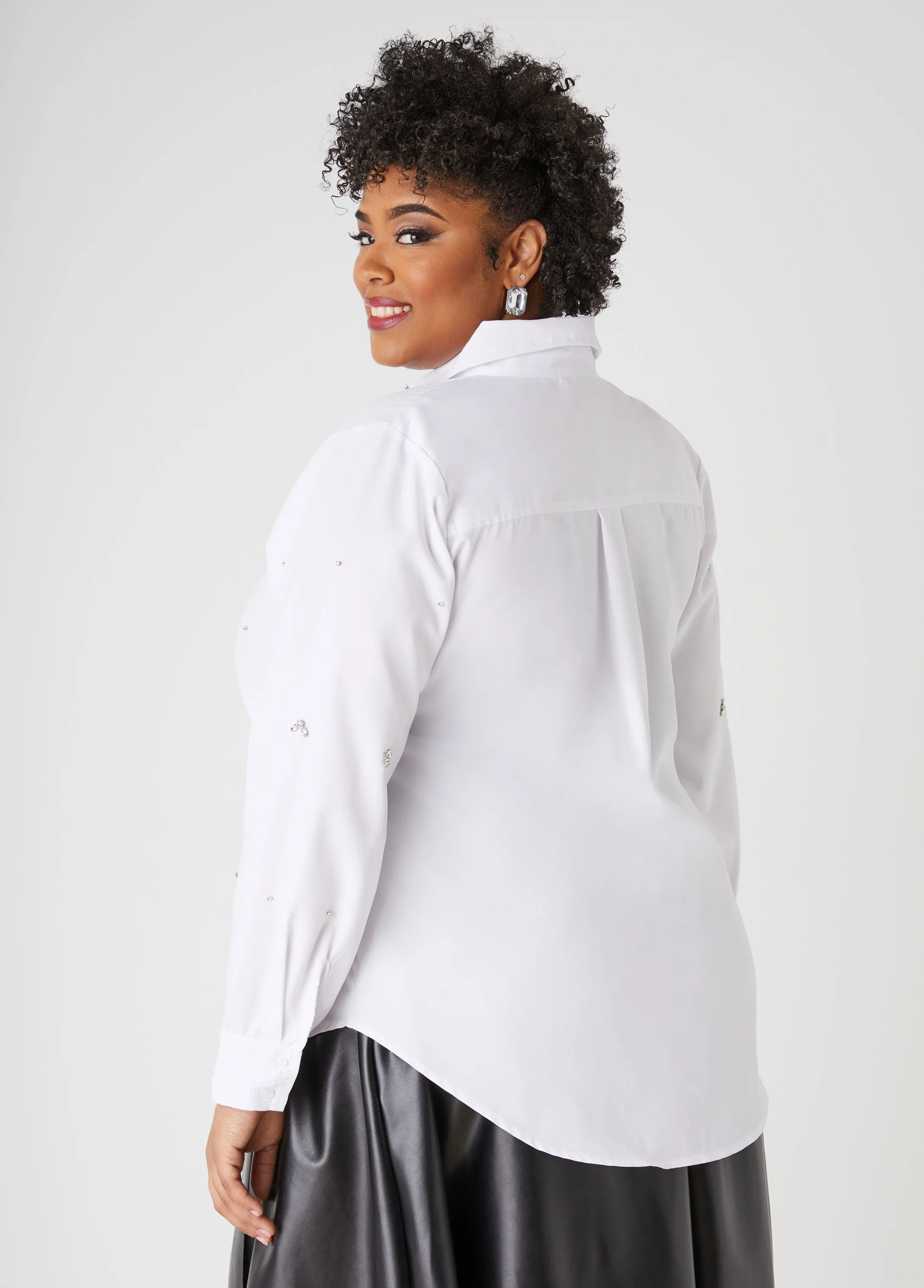 Crystal Cotton Poplin Shirt sold by Ashley Stewart product image thumbnail 2