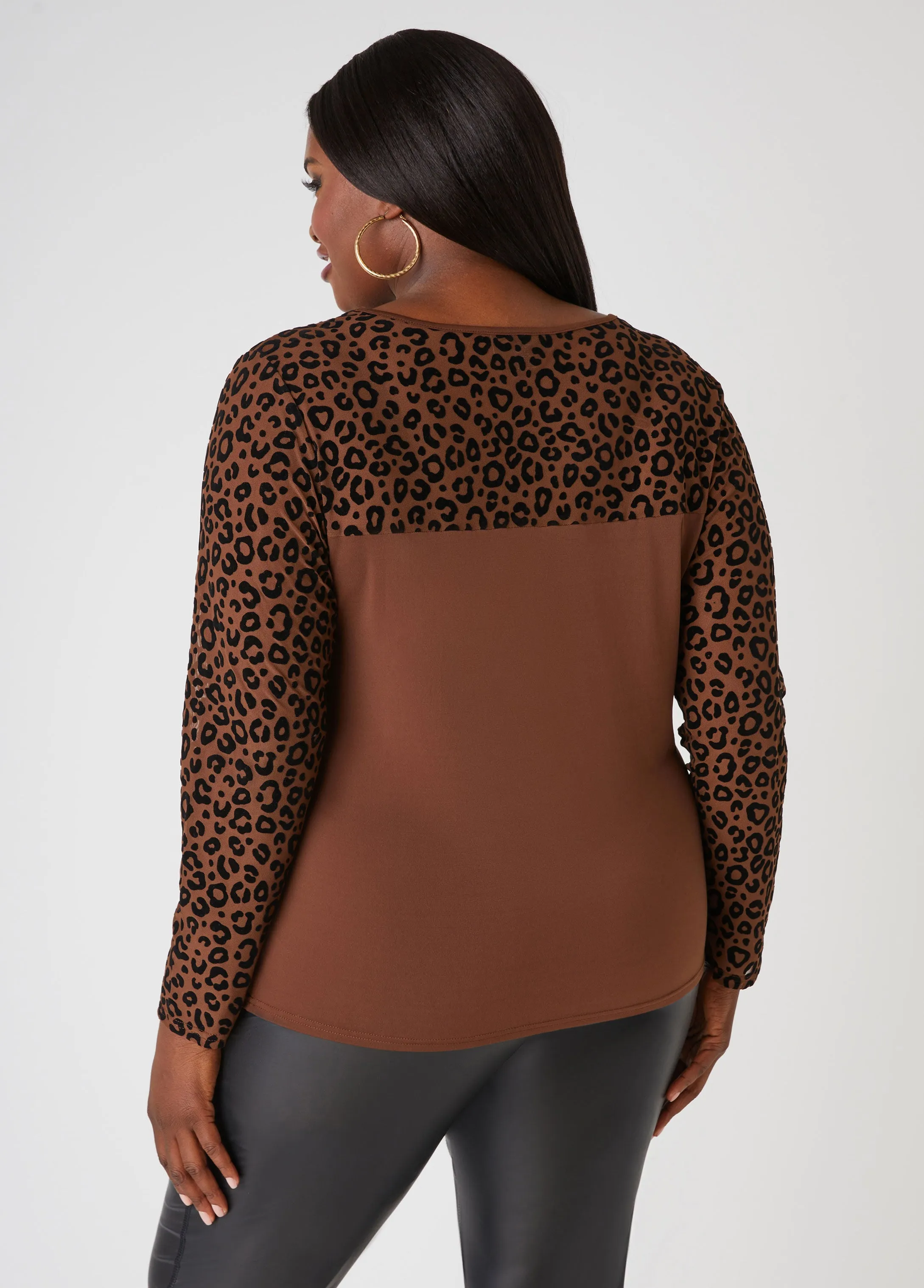 Flocked Mesh Paneled Top sold by Ashley Stewart product image thumbnail 2