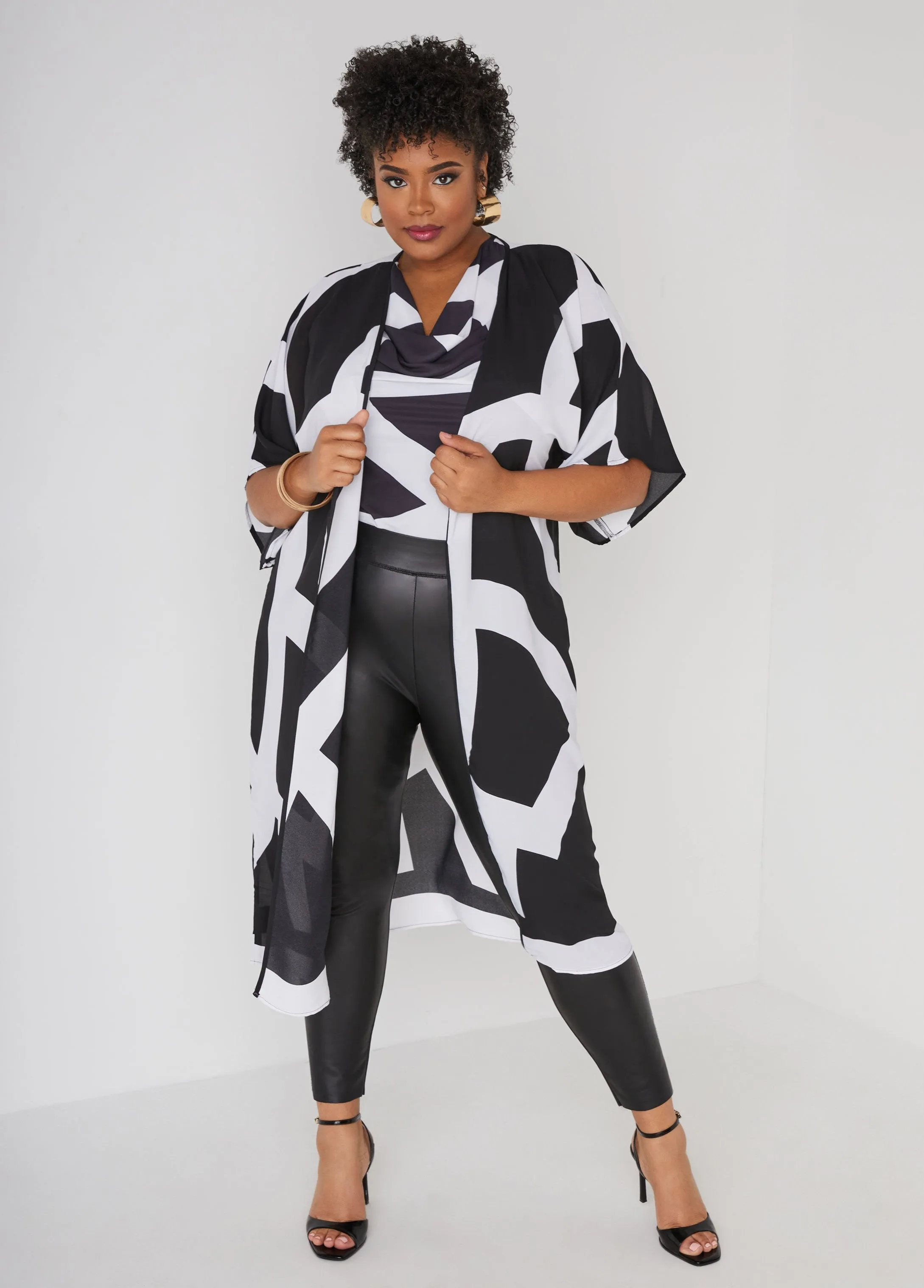 Abstract Print Kimono sold by Ashley Stewart