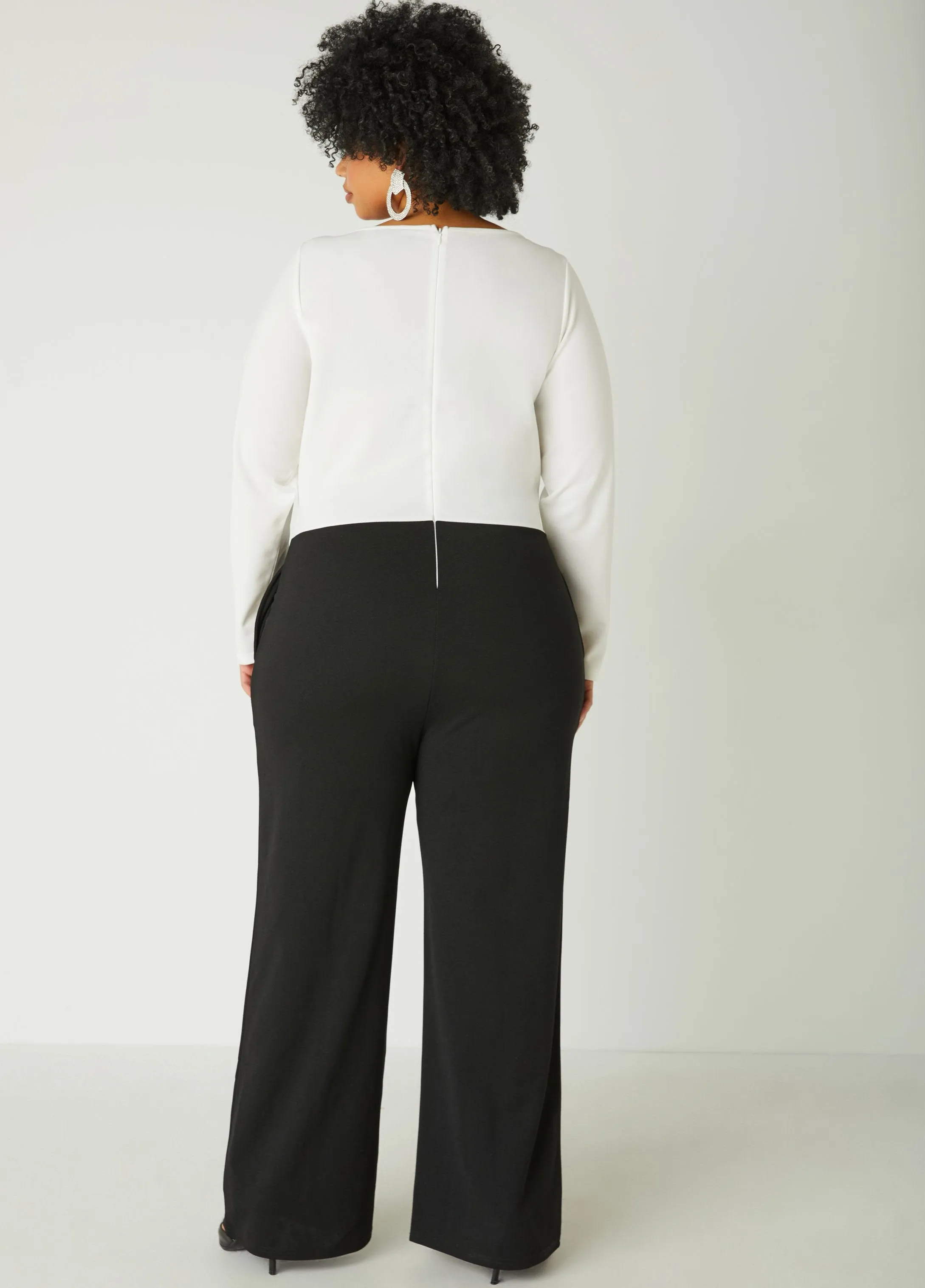 Two Tone Wide Leg Jumpsuit sold by Ashley Stewart product image thumbnail 2
