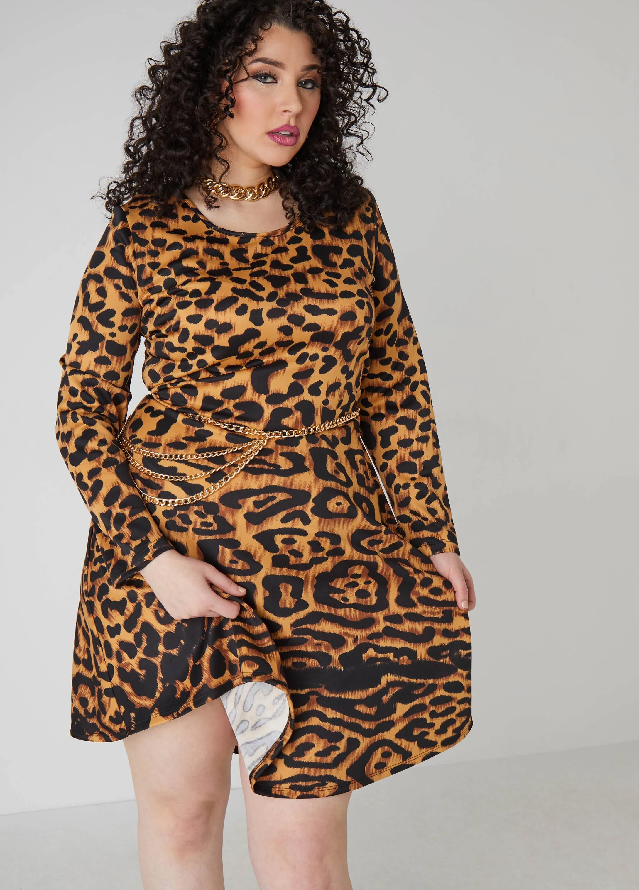 Leopard A Line Dress sold by Ashley Stewart product image thumbnail 3