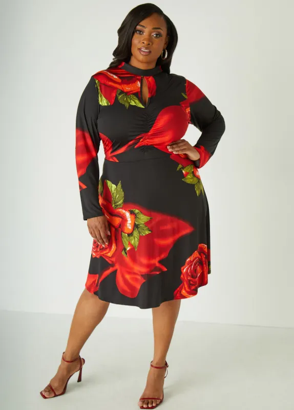 Rose Ruched A Line Dress sold by Ashley Stewart