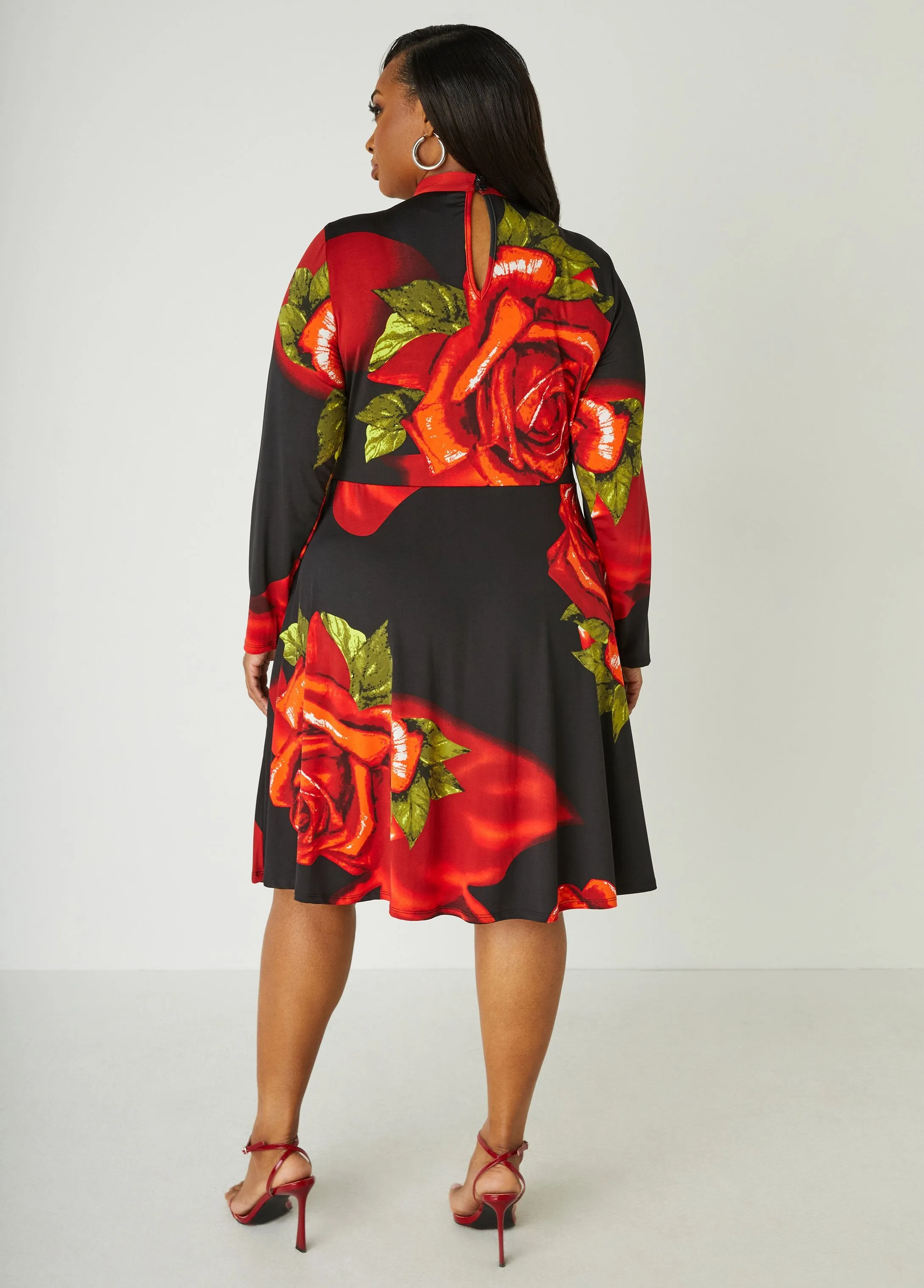 Rose Ruched A Line Dress sold by Ashley Stewart product image thumbnail 2