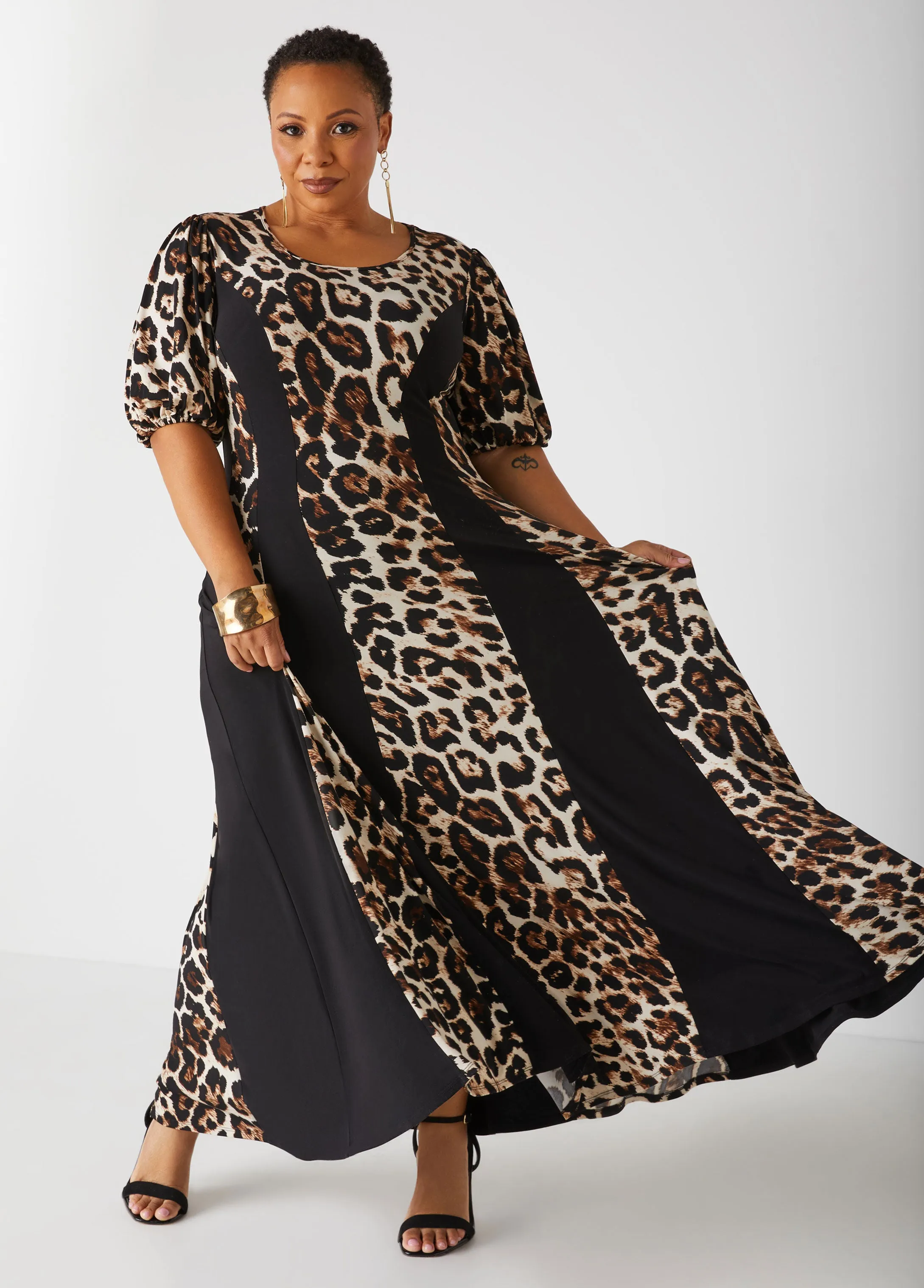 Leopard Paneled Maxi Dress sold by Ashley Stewart product image thumbnail 3