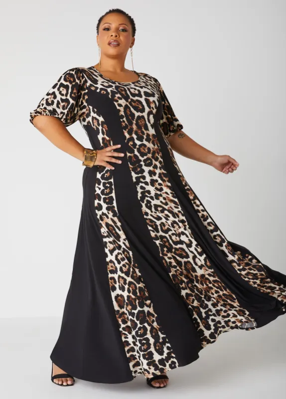Leopard Paneled Maxi Dress sold by Ashley Stewart