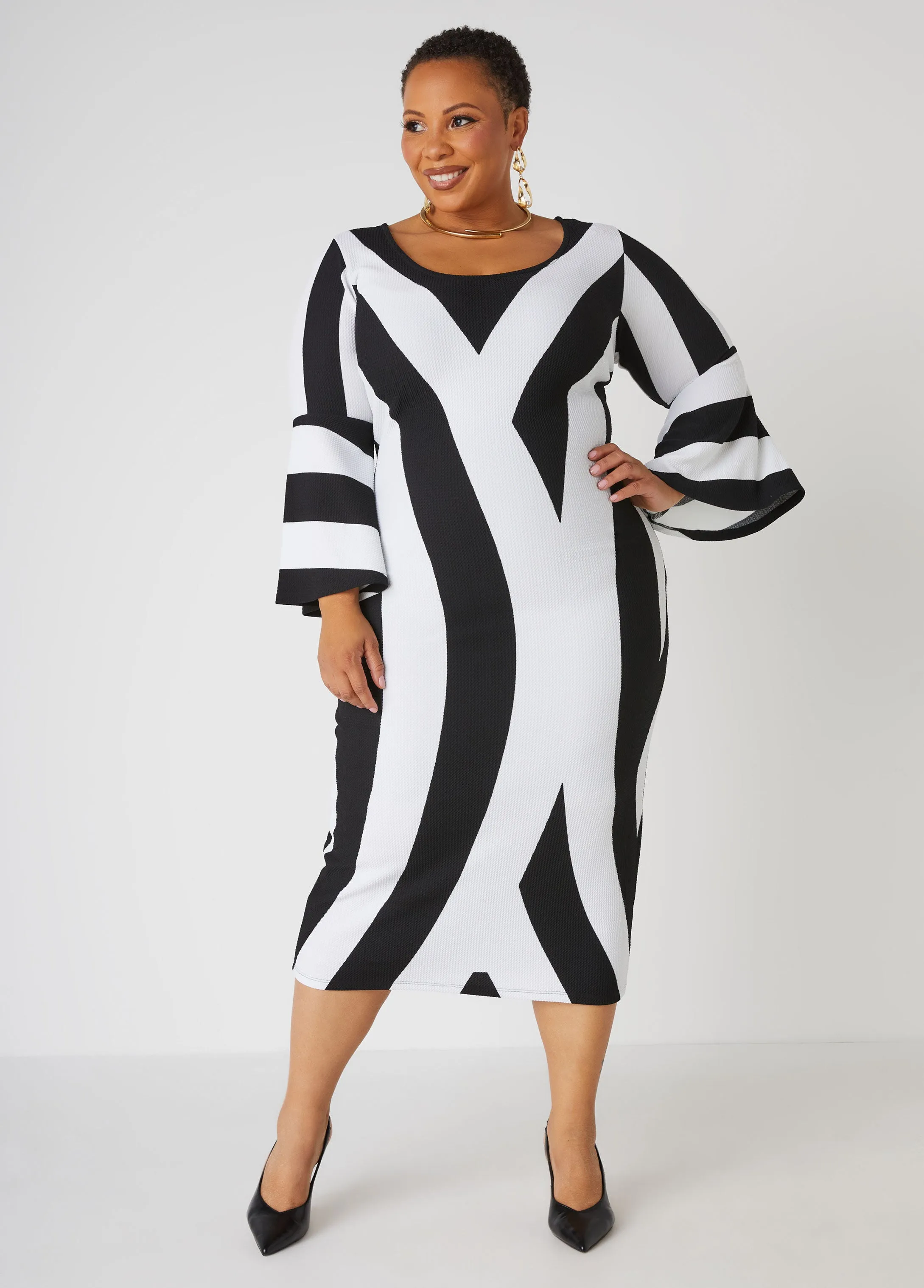 Striped Midaxi Sheath Dress sold by Ashley Stewart product image thumbnail 4