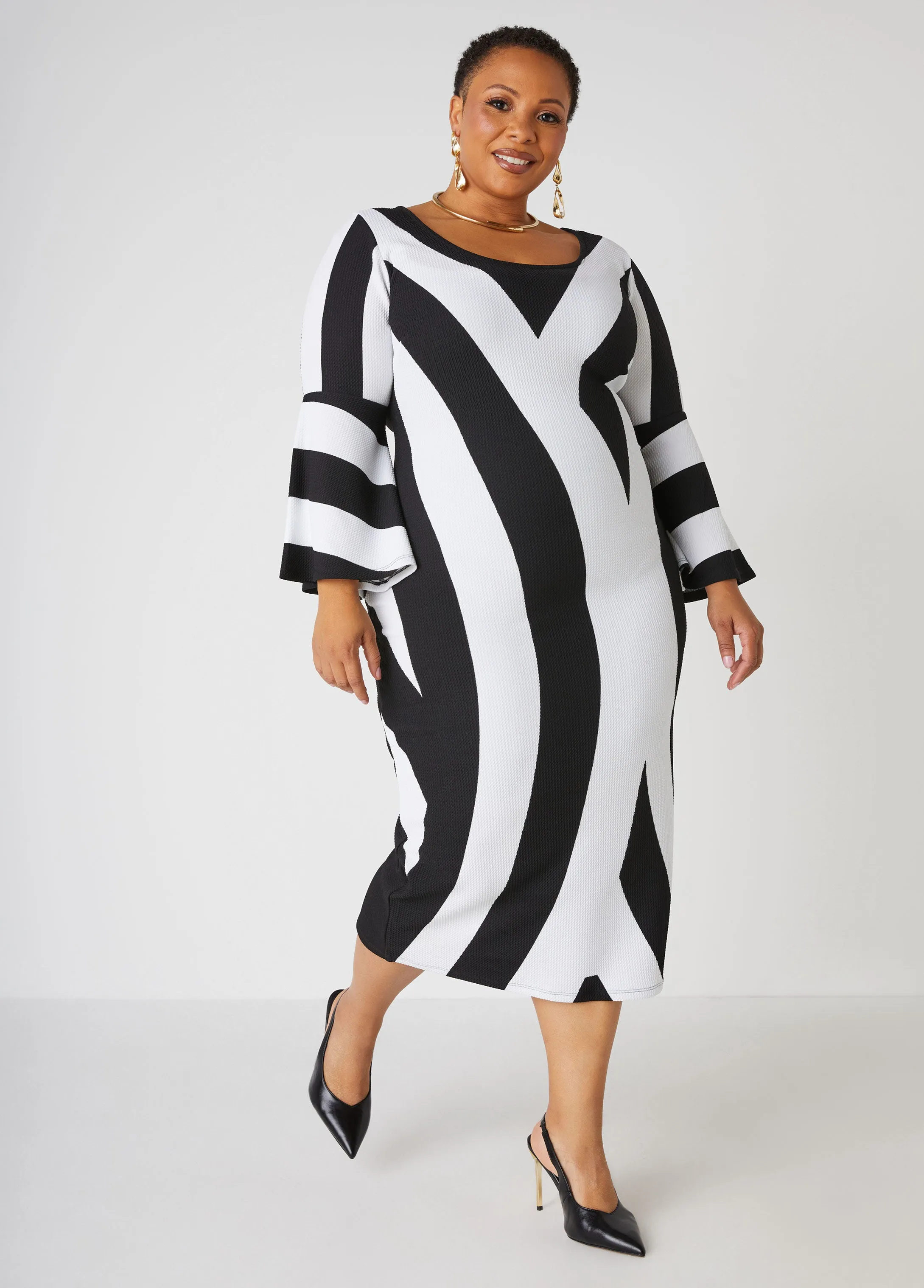 Striped Midaxi Sheath Dress sold by Ashley Stewart