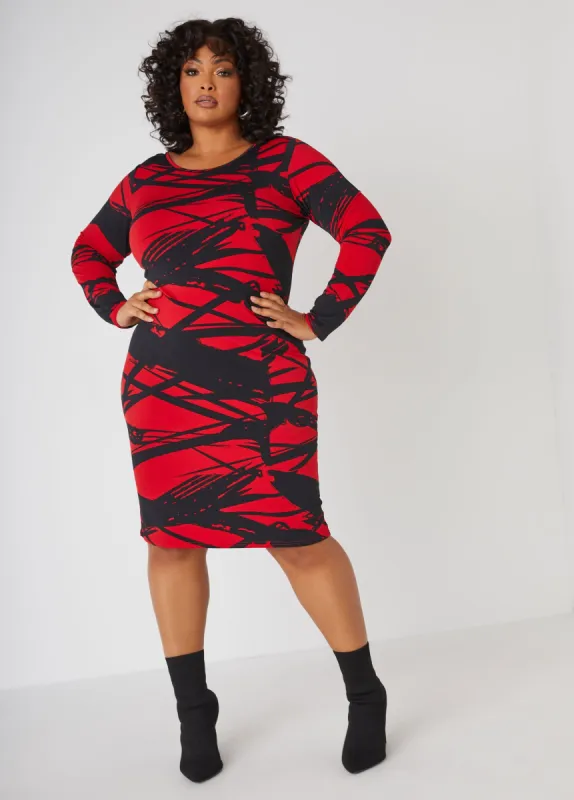Brushstroke Print Bodycon Dress sold by Ashley Stewart