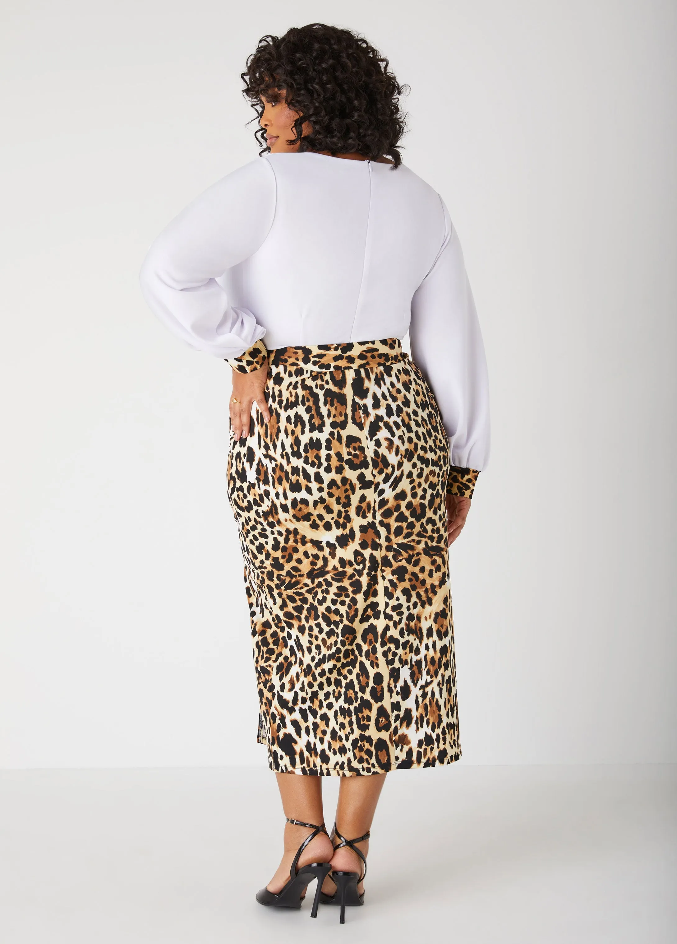 Leopard Paneled Midaxi Dress sold by Ashley Stewart product image thumbnail 2