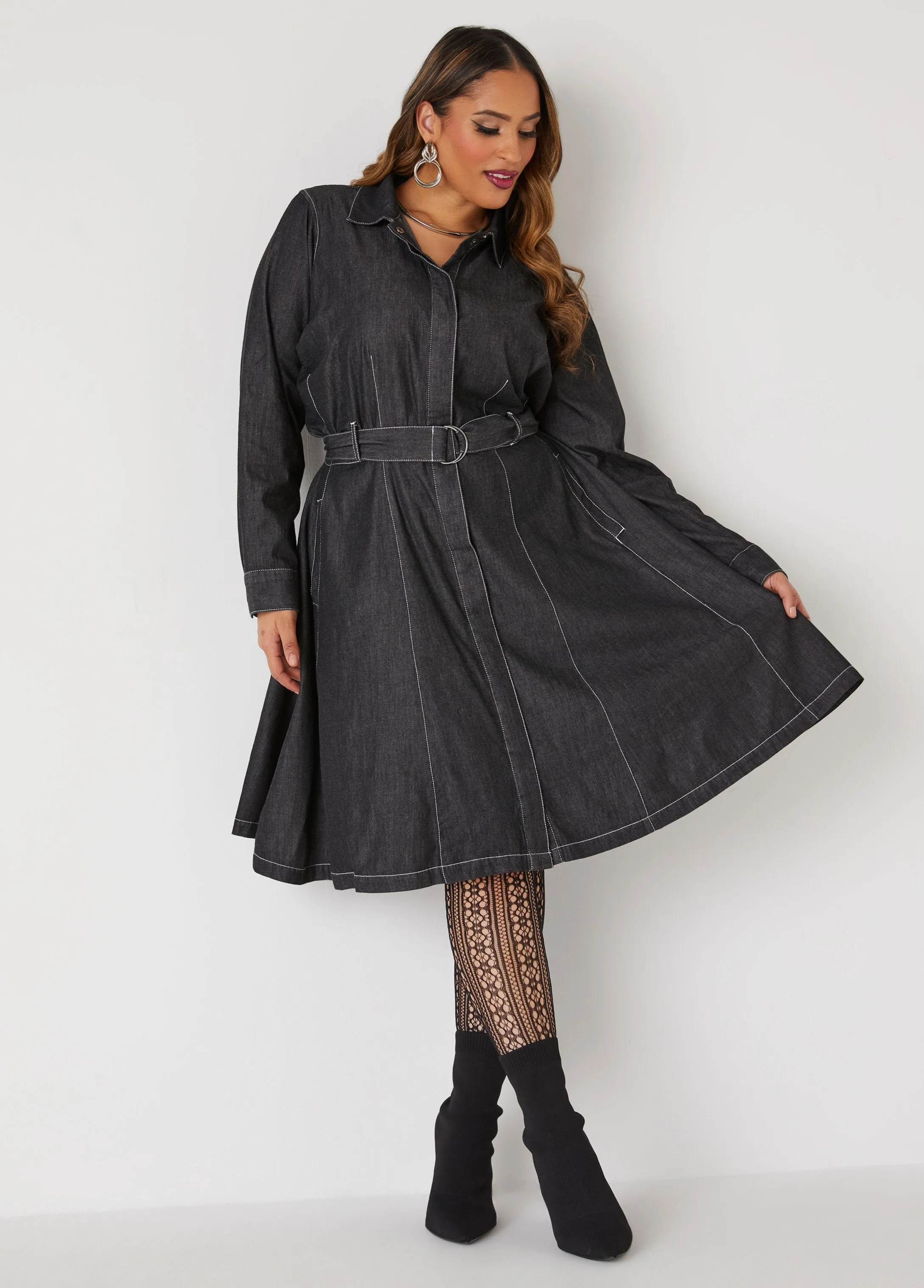 Denim A Line Shirtdress sold by Ashley Stewart