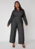 Belted Straight Leg Denim Jumpsuit sold by Ashley Stewart