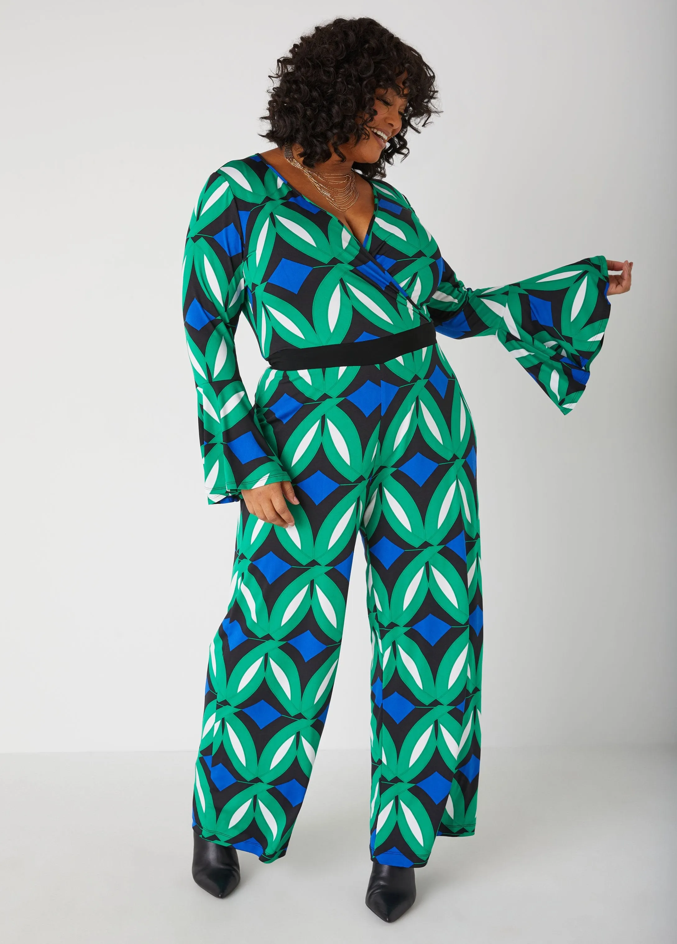 Abstract Print Wide Leg Jumpsuit sold by Ashley Stewart product image thumbnail 3