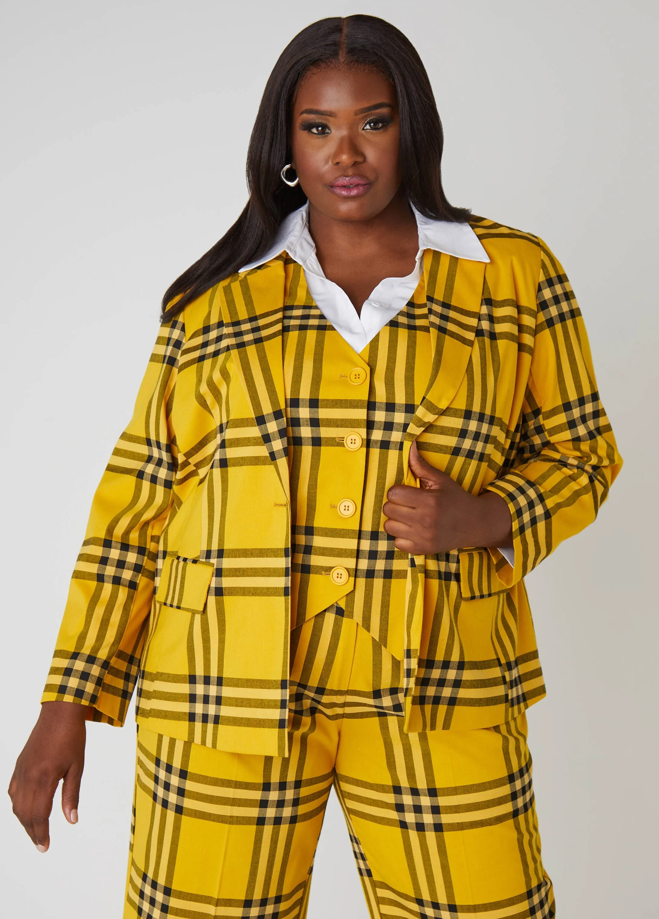 Plaid Twill Blazer sold by Ashley Stewart product image thumbnail 4