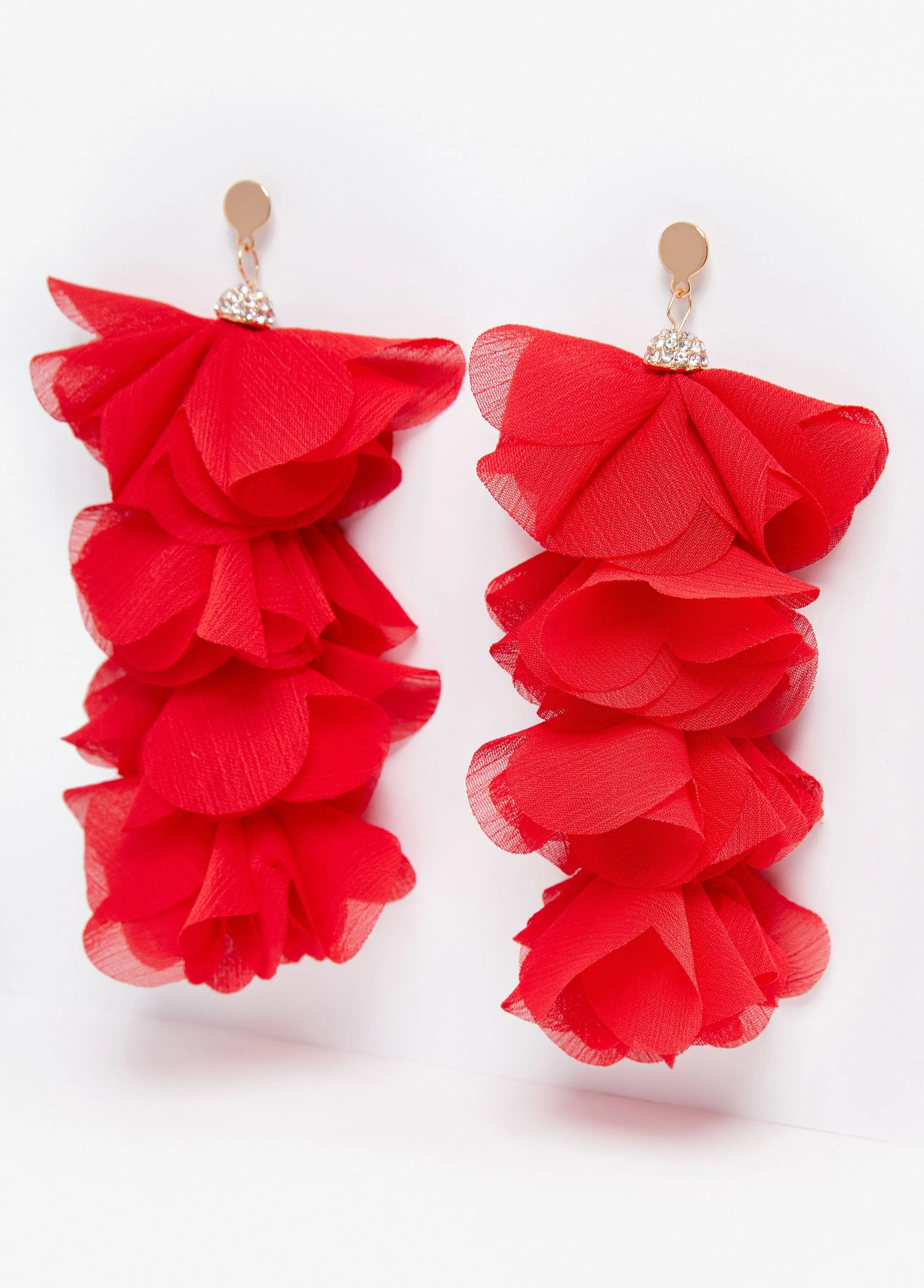 Crystal & Chiffon Petals Earrings sold by Ashley Stewart product image thumbnail 2