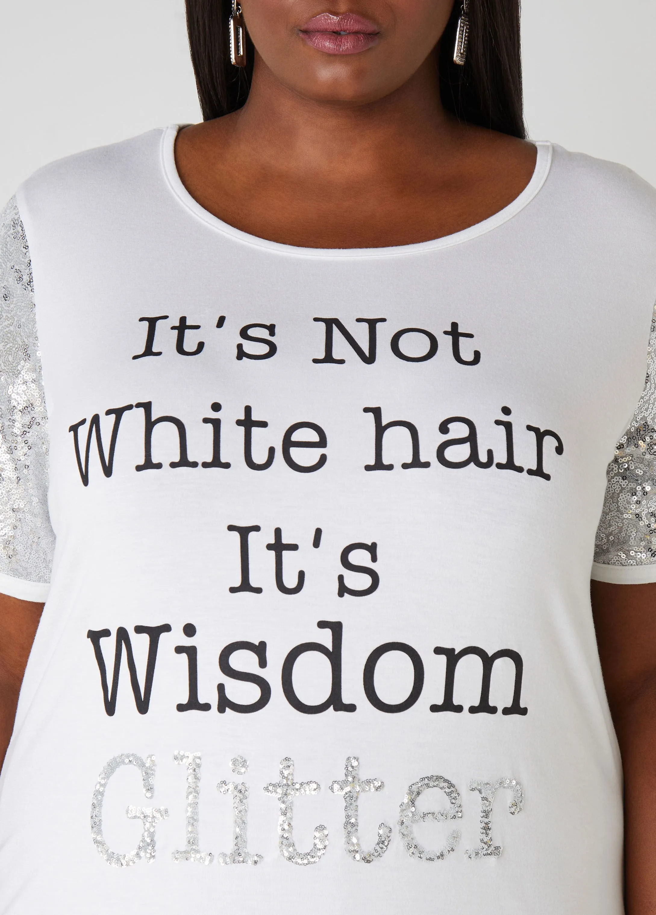Wisdom Glitter Paneled Graphic Tee sold by Ashley Stewart product image thumbnail 3