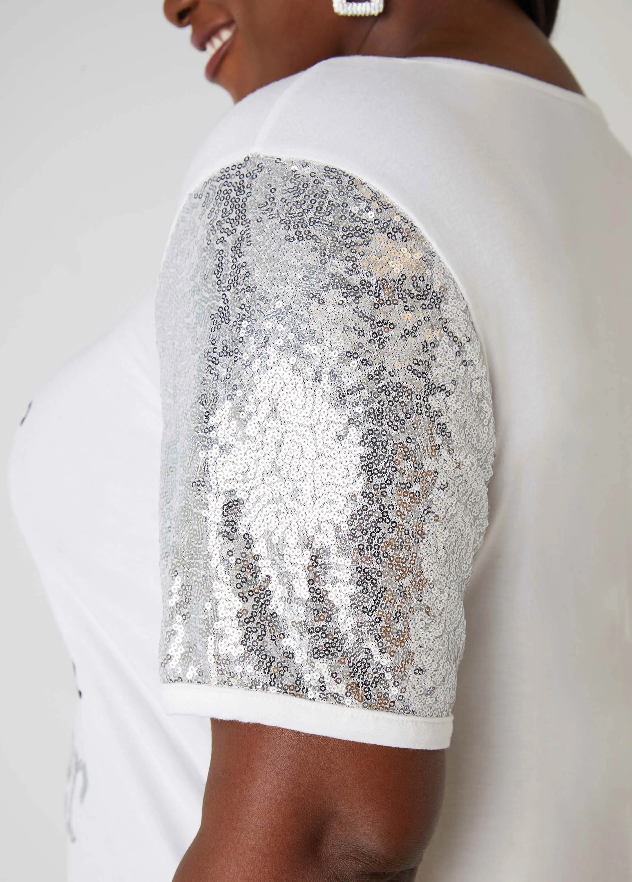 Wisdom Glitter Paneled Graphic Tee sold by Ashley Stewart product image thumbnail 5