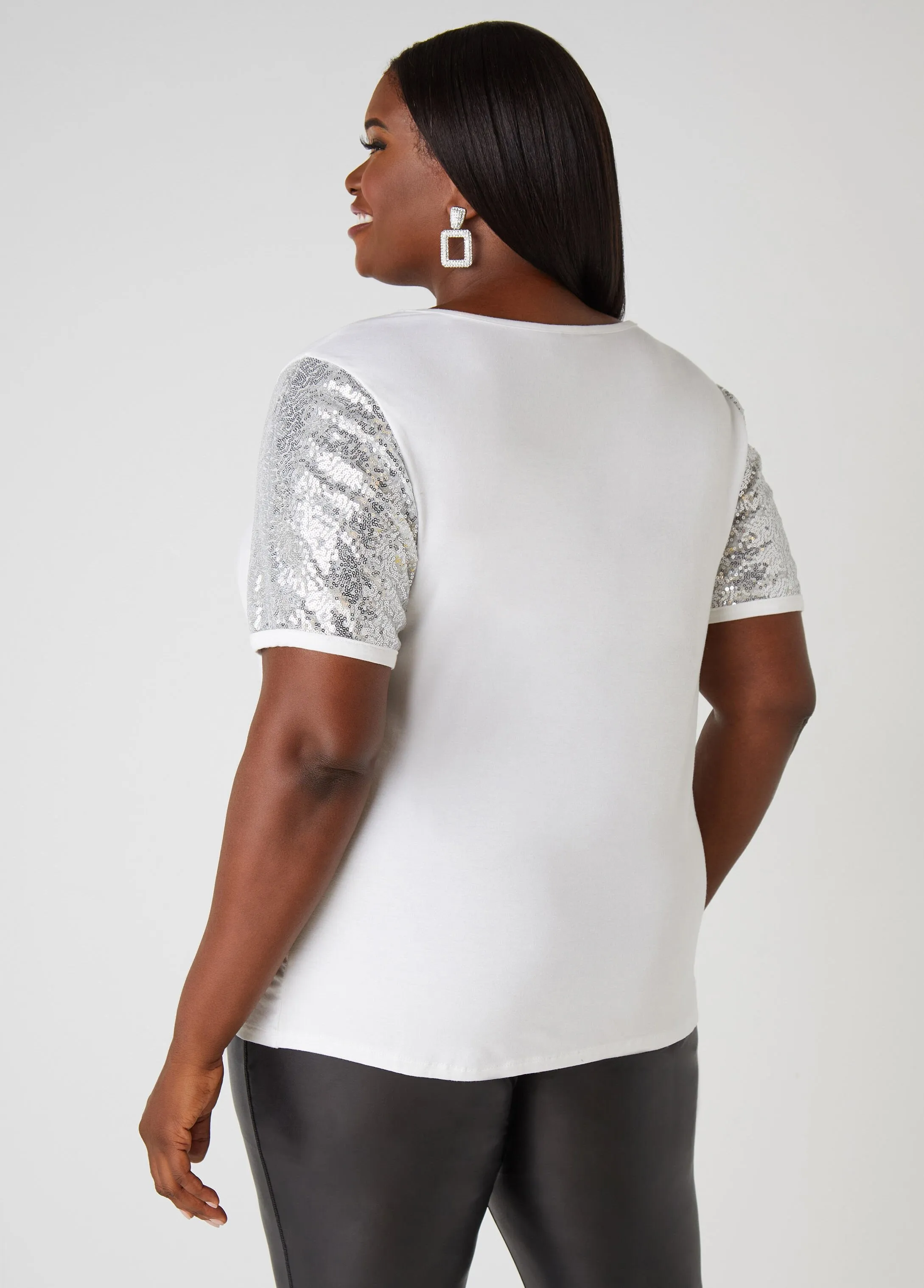 Wisdom Glitter Paneled Graphic Tee sold by Ashley Stewart product image thumbnail 2