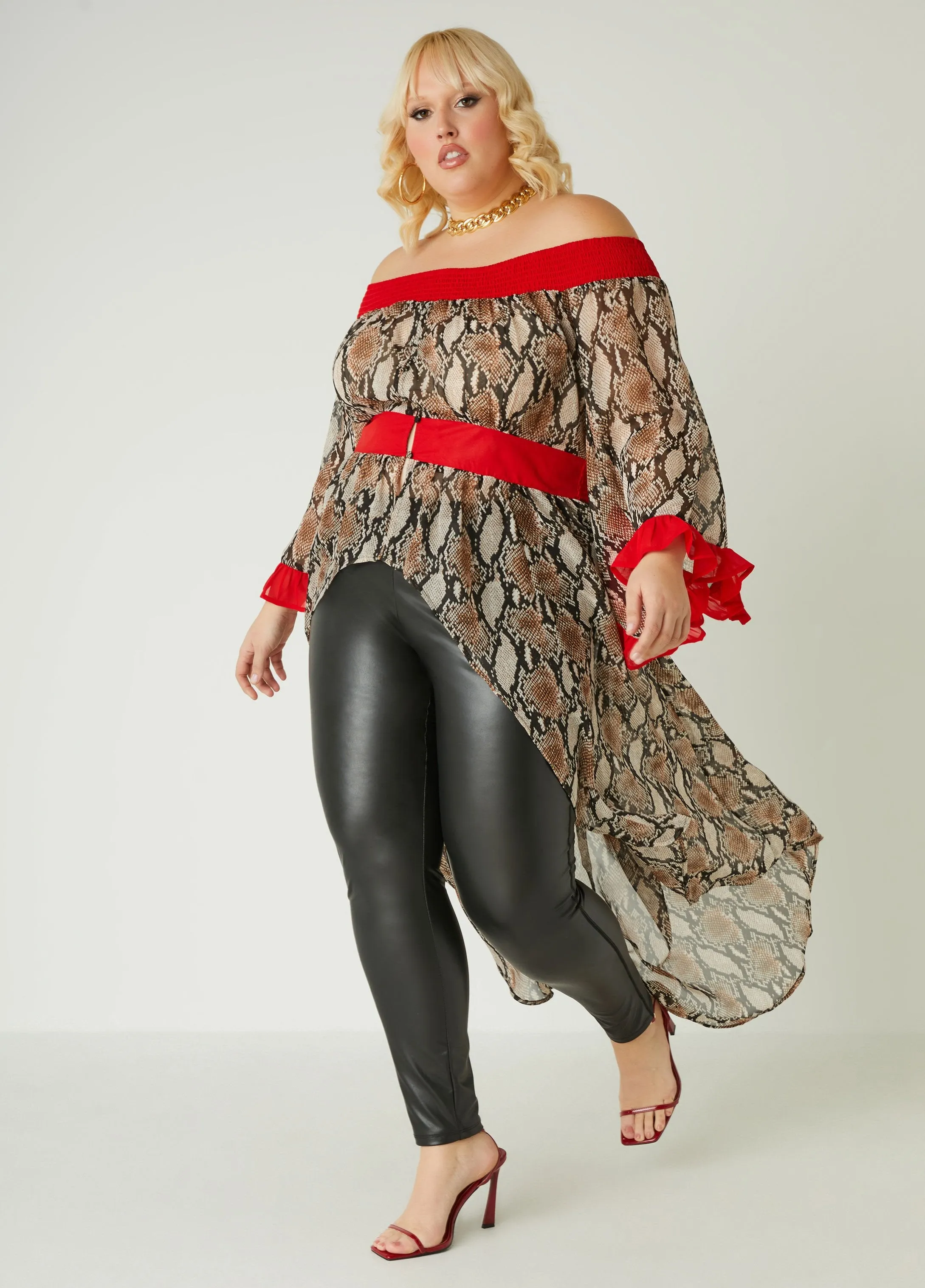 Snake Print Hi Low Blouse sold by Ashley Stewart product image thumbnail 3