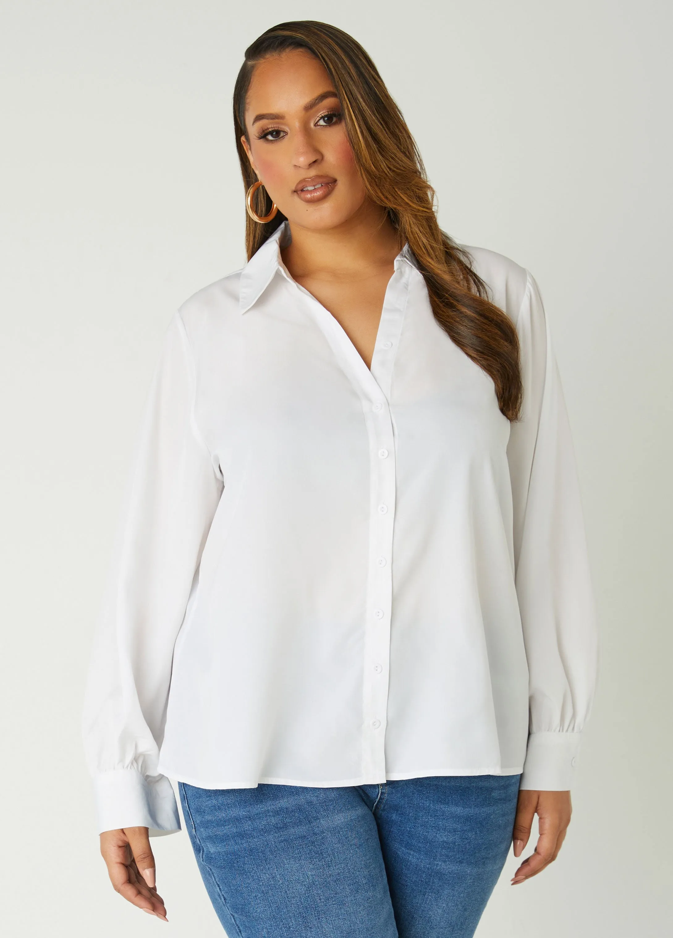 Collared V Neck Shirt sold by Ashley Stewart product image thumbnail 4