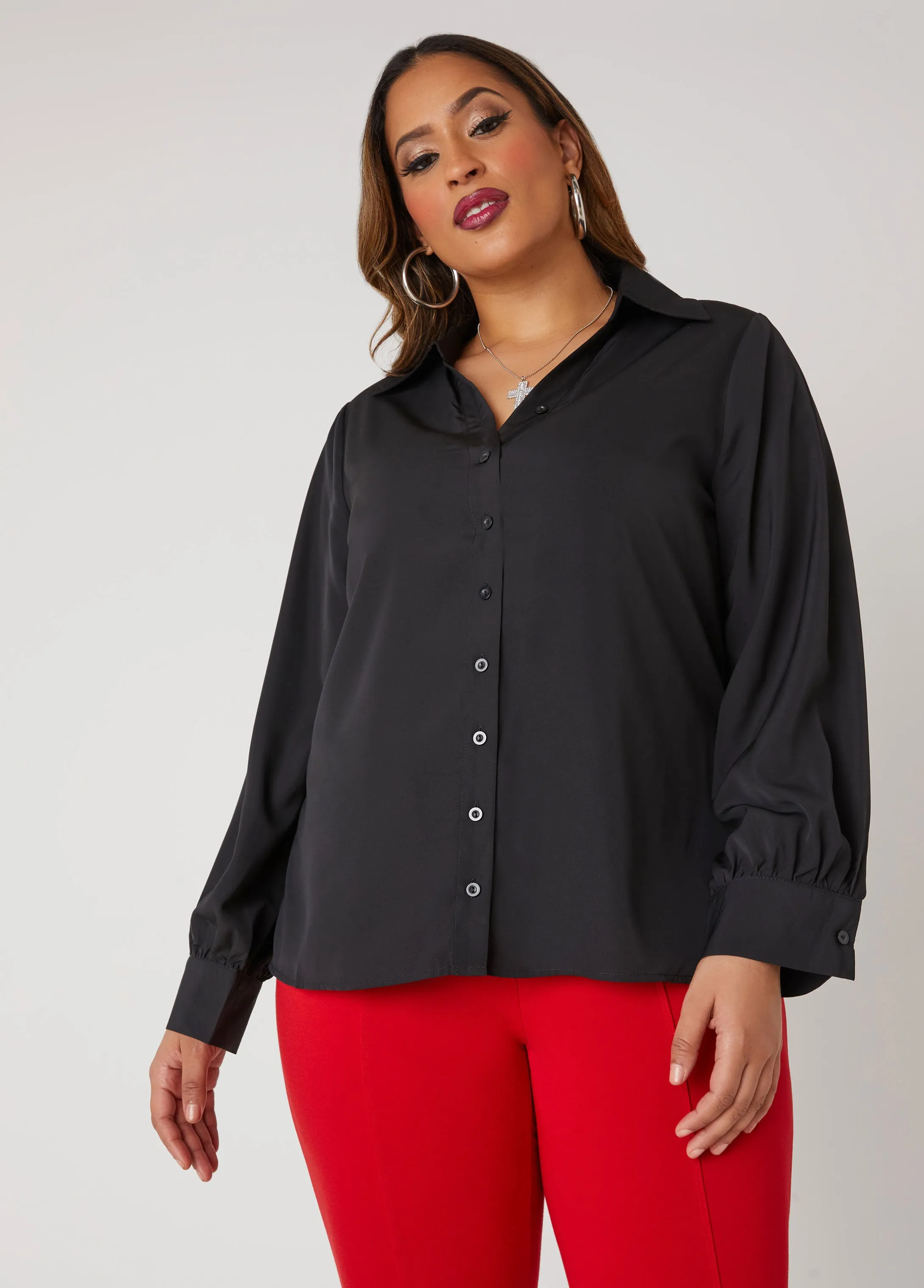 Collared V Neck Shirt sold by Ashley Stewart