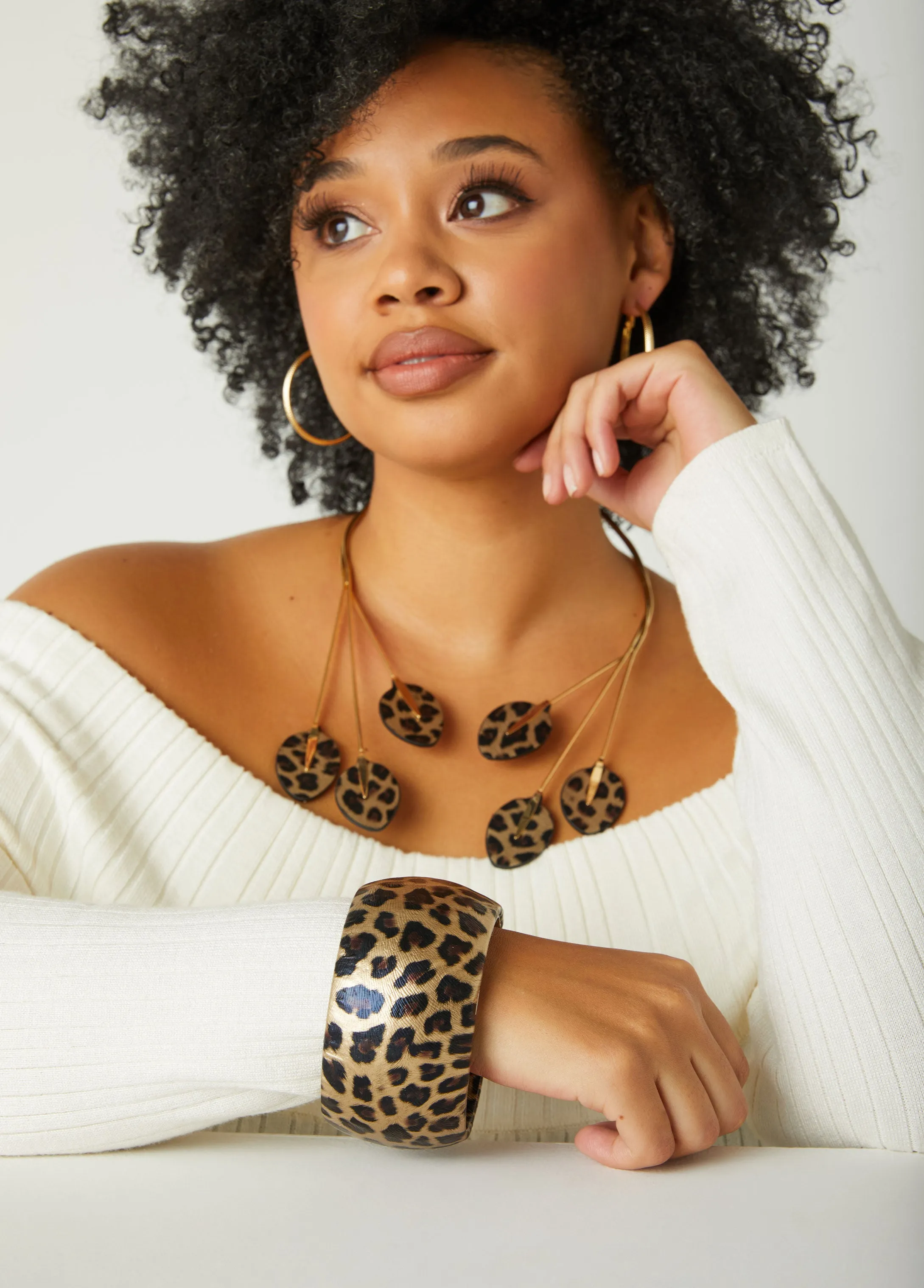 Textured Leopard Print Bangle sold by Ashley Stewart