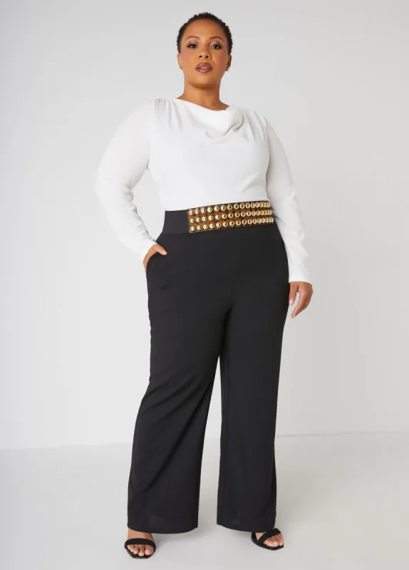 Studded Animal Print Stretch Belt sold by Ashley Stewart