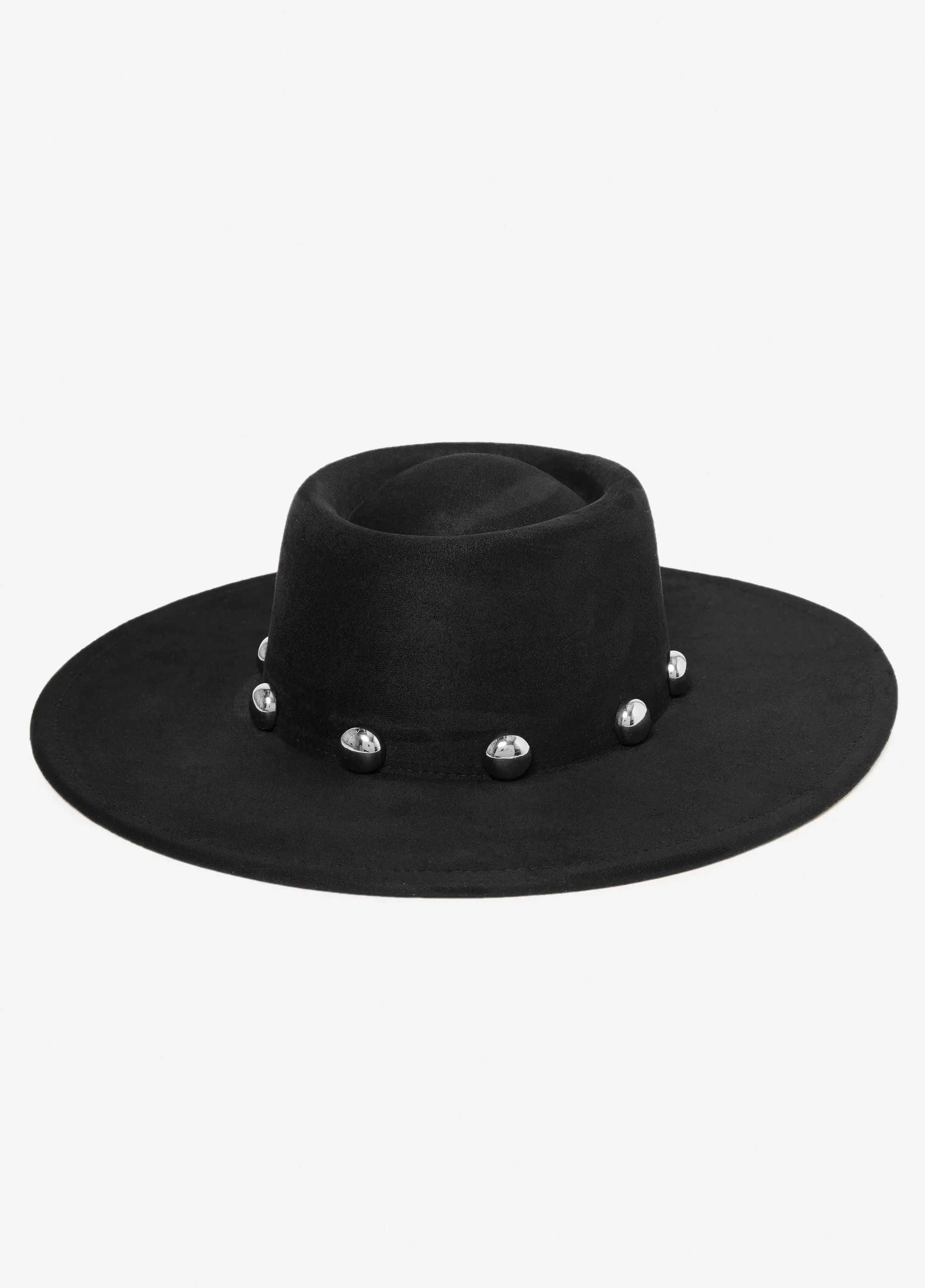 Studded Faux Suede Fedora Hat sold by Ashley Stewart product image thumbnail 2