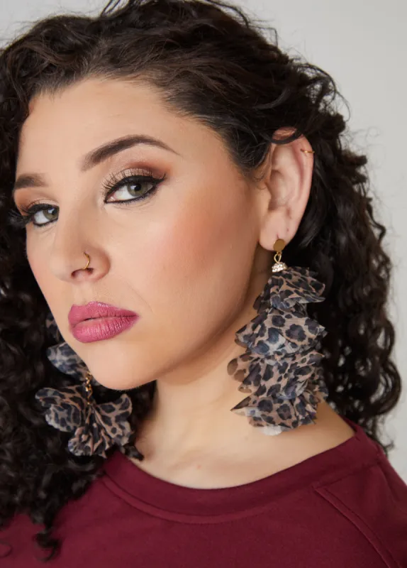 Crystal & Leopard Chiffon Earrings sold by Ashley Stewart